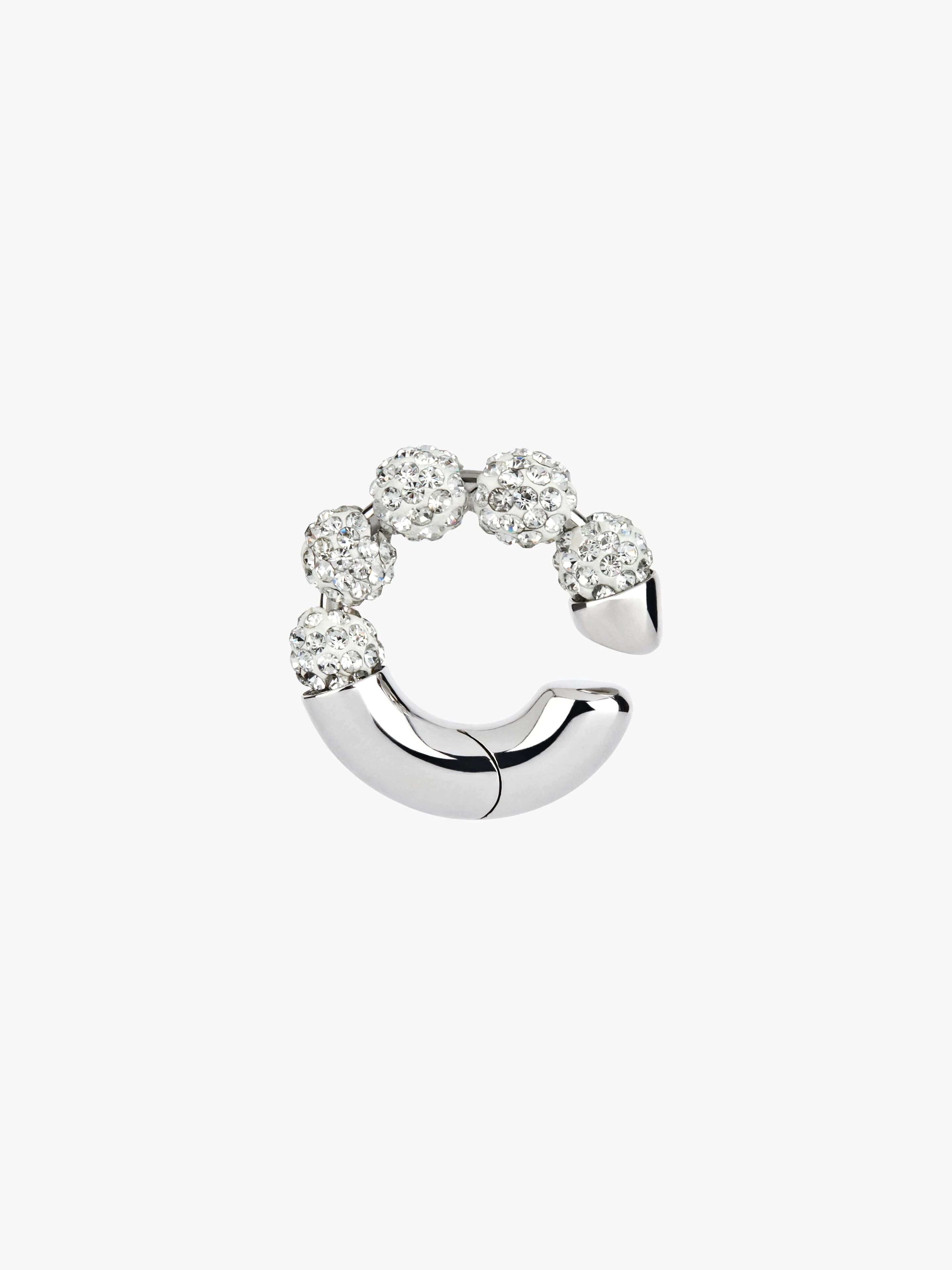 4G PEARL EARCUFF WITH CRYSTALS - 6