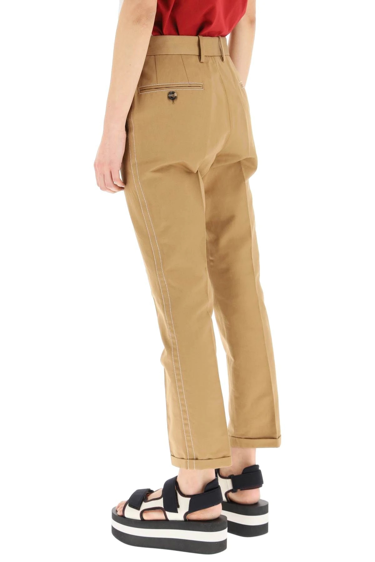 COTTON AND LINEN DRILL TROUSERS - 4