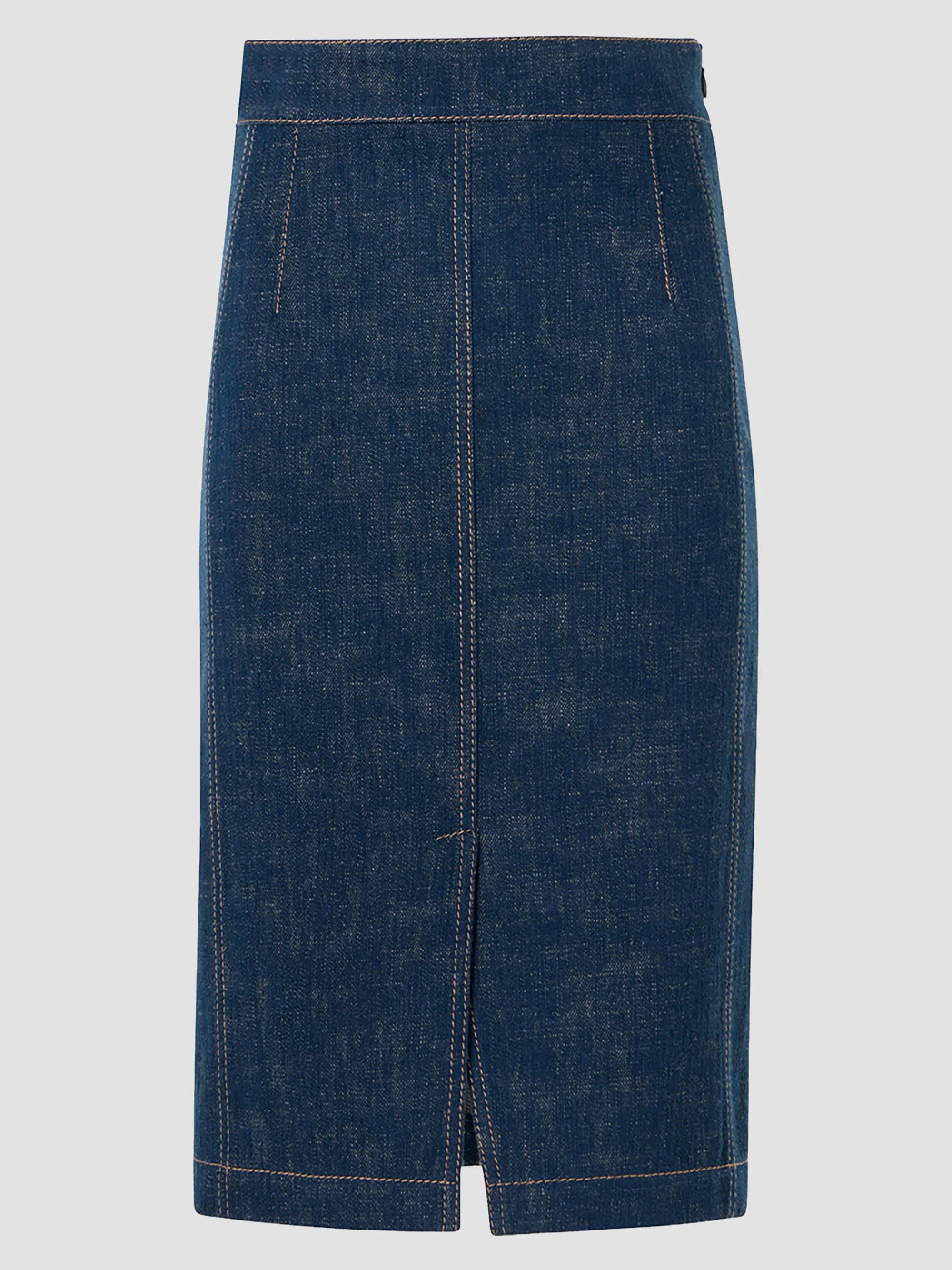Women's Pencil Winter Denim Midi Skirt - Blue Denim - 1