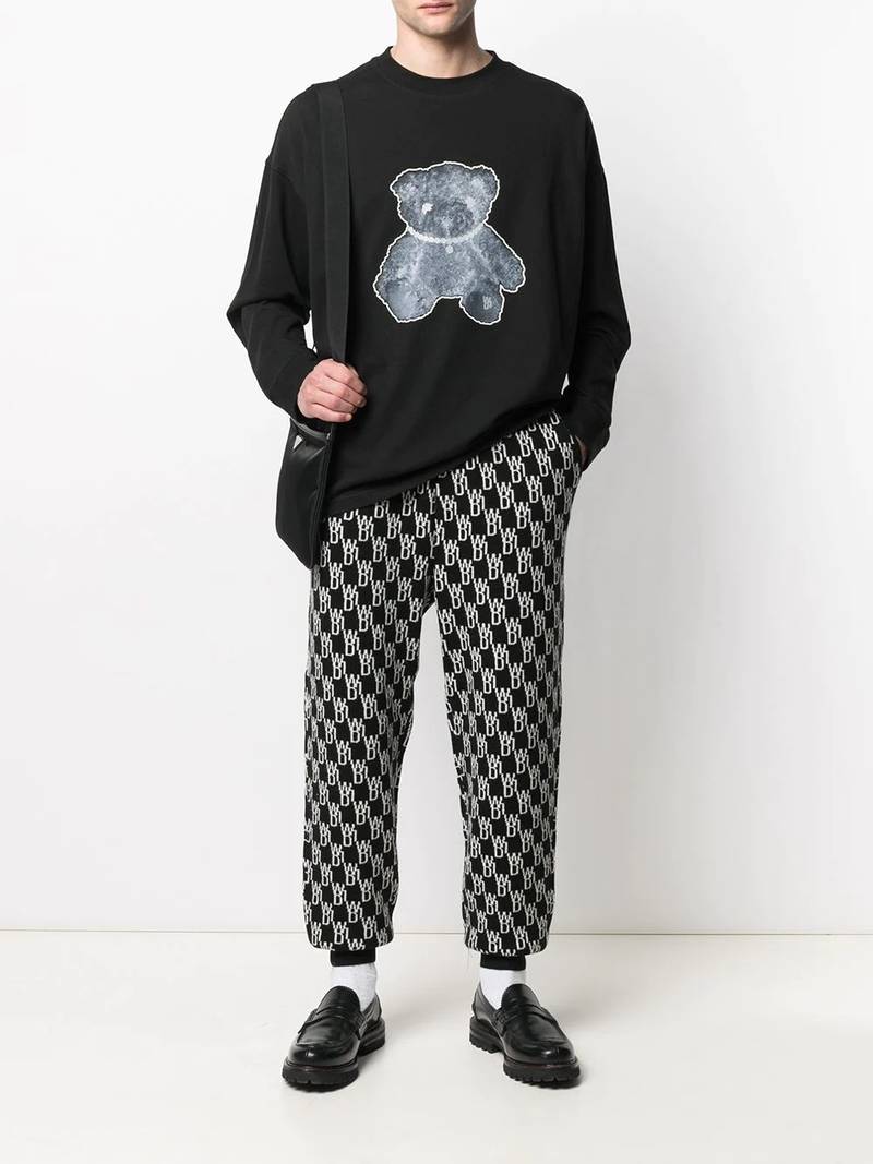 We11done intarsia knit track trousers outlook