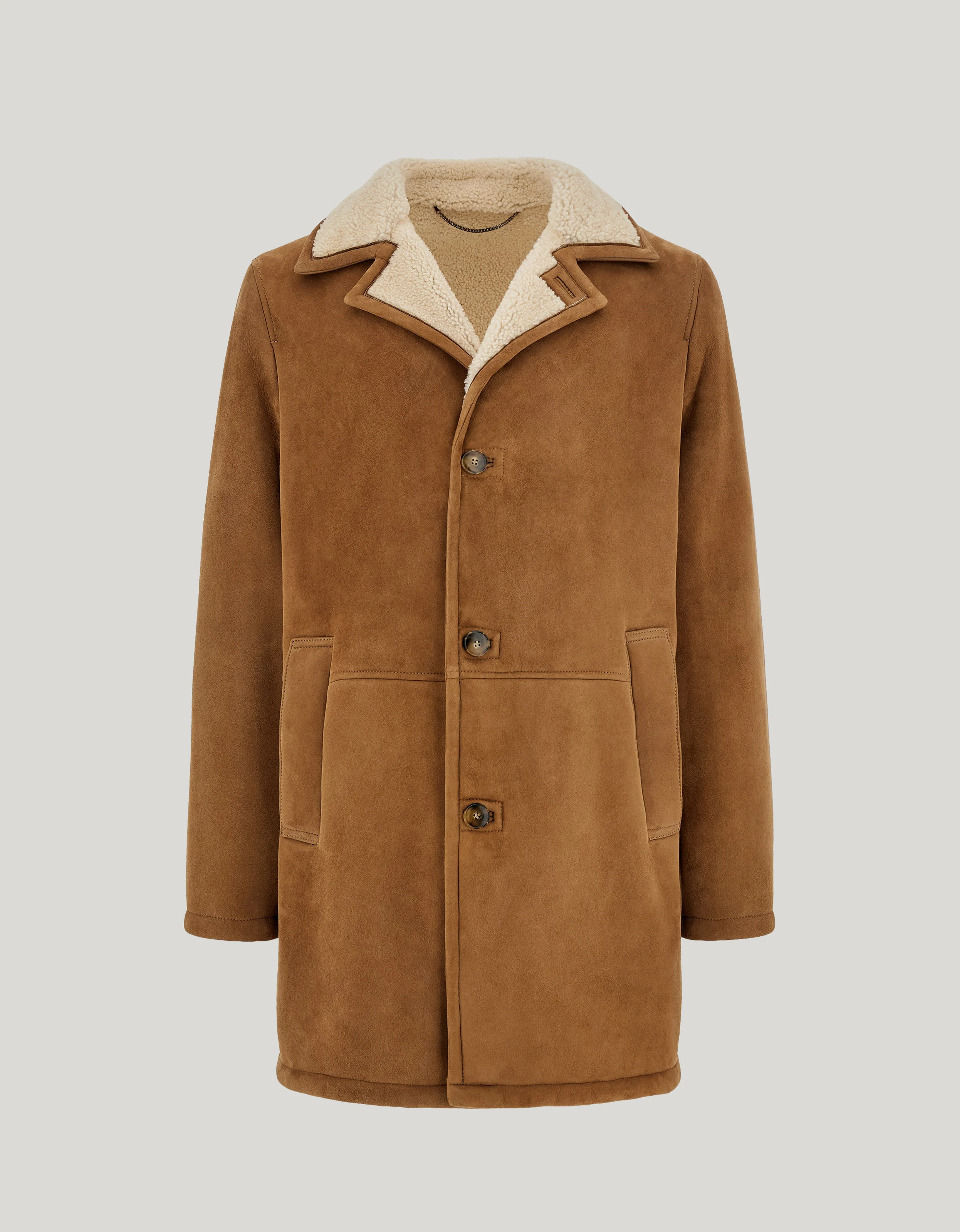 TAUPE LAMB SHEARLING COAT - 1
