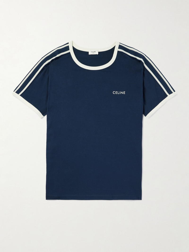 Logo-Embroidered Cotton-Jersey T-Shirt Navy 1