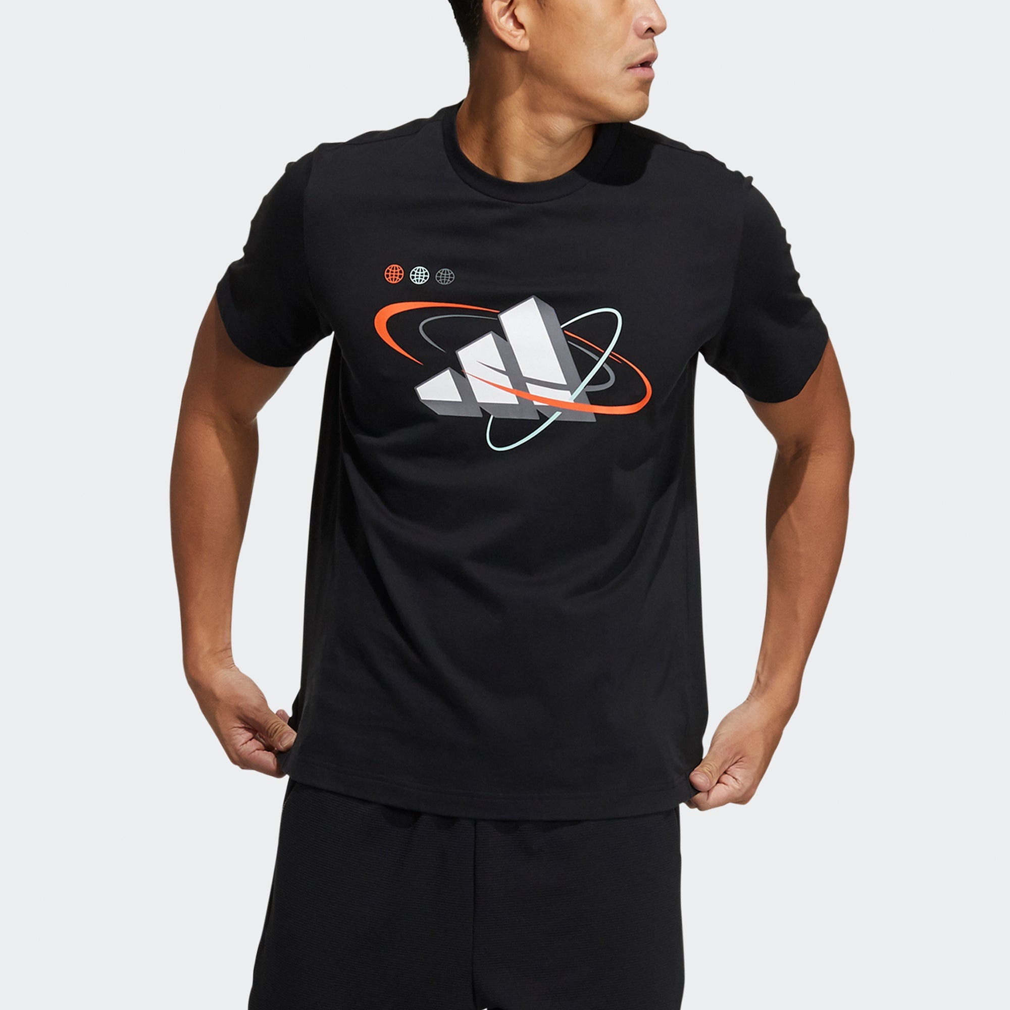 adidas Ub Gfx T Bos Logo Printing Sports Round Neck Short Sleeve Black GP0856 - 3