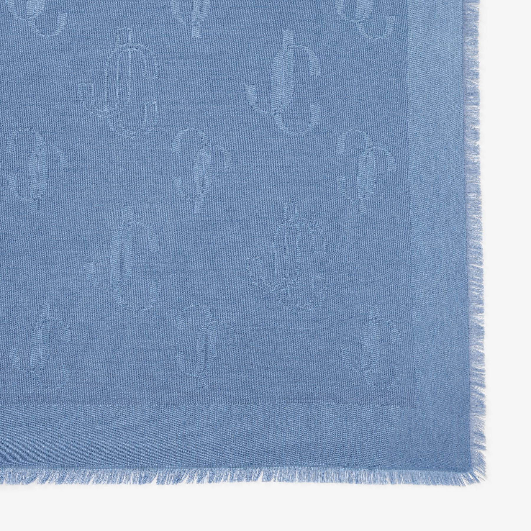 Emani
Smokey Blue Silk and Wool Jacquard Shawl - 3