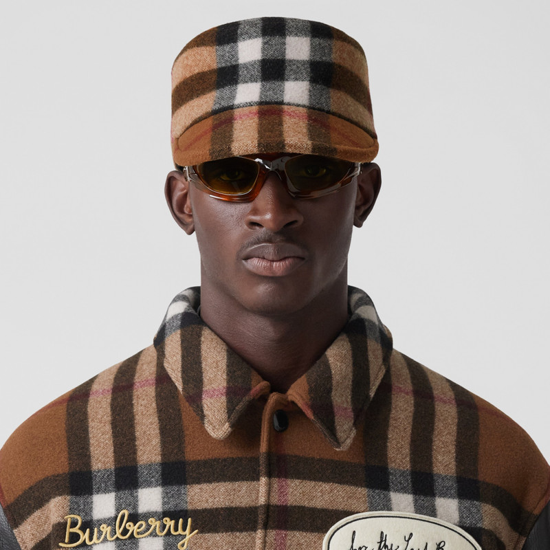 Burberry Badge Appliqué Check Technical Wool Bomber Jacket outlook
