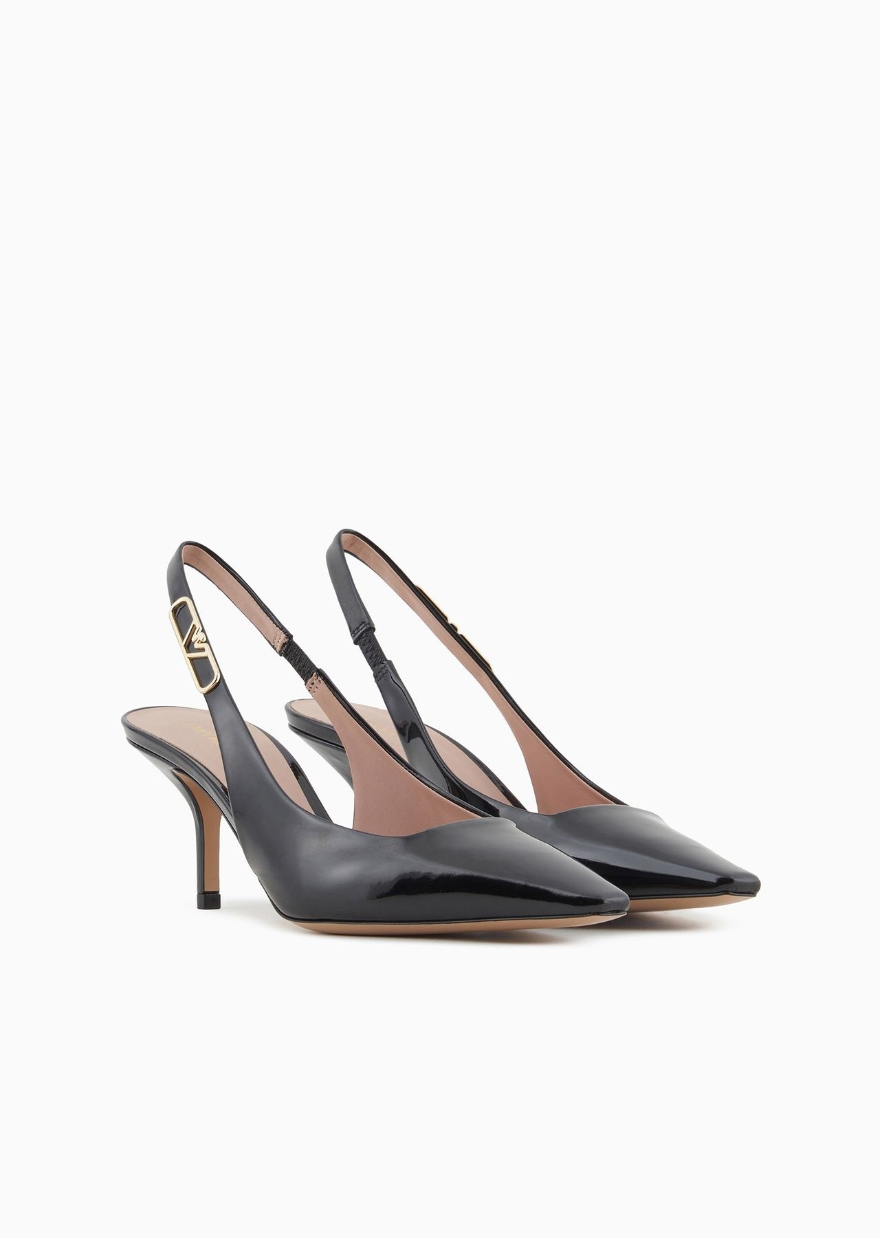 Patent-leather slingback court shoes with eagle plate - 3