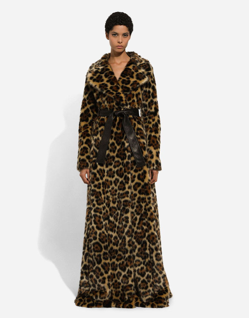 Long leopard-print faux fur coat 3