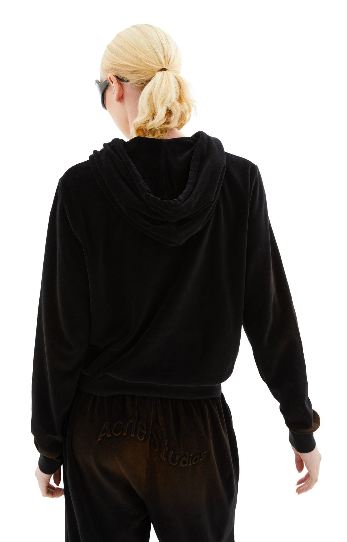 VELOUR HOODED SWEATER (BLACK) - 6