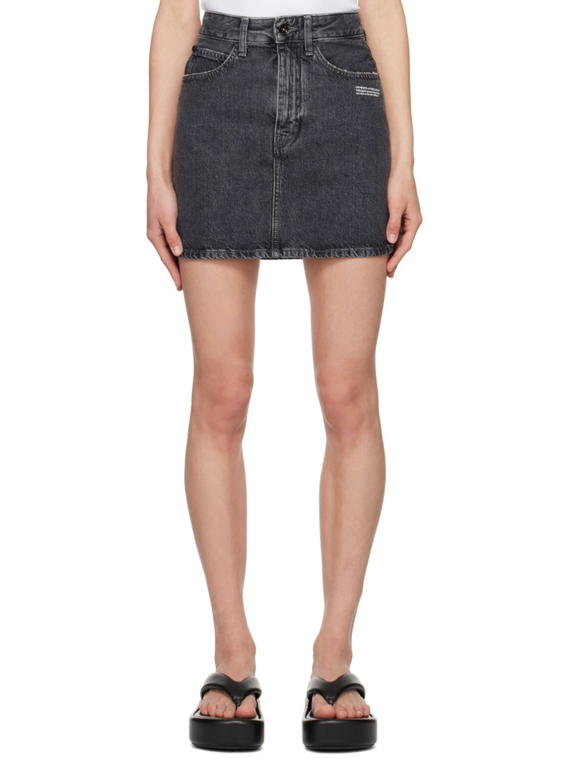 Gray Corporate Denim Miniskirt - 1