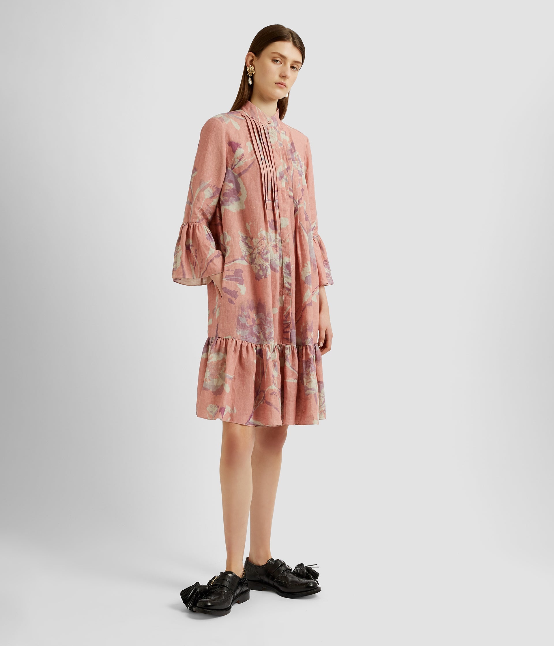 3/4 SLEEVE MINI DRESS WITH TIER HEM - 4