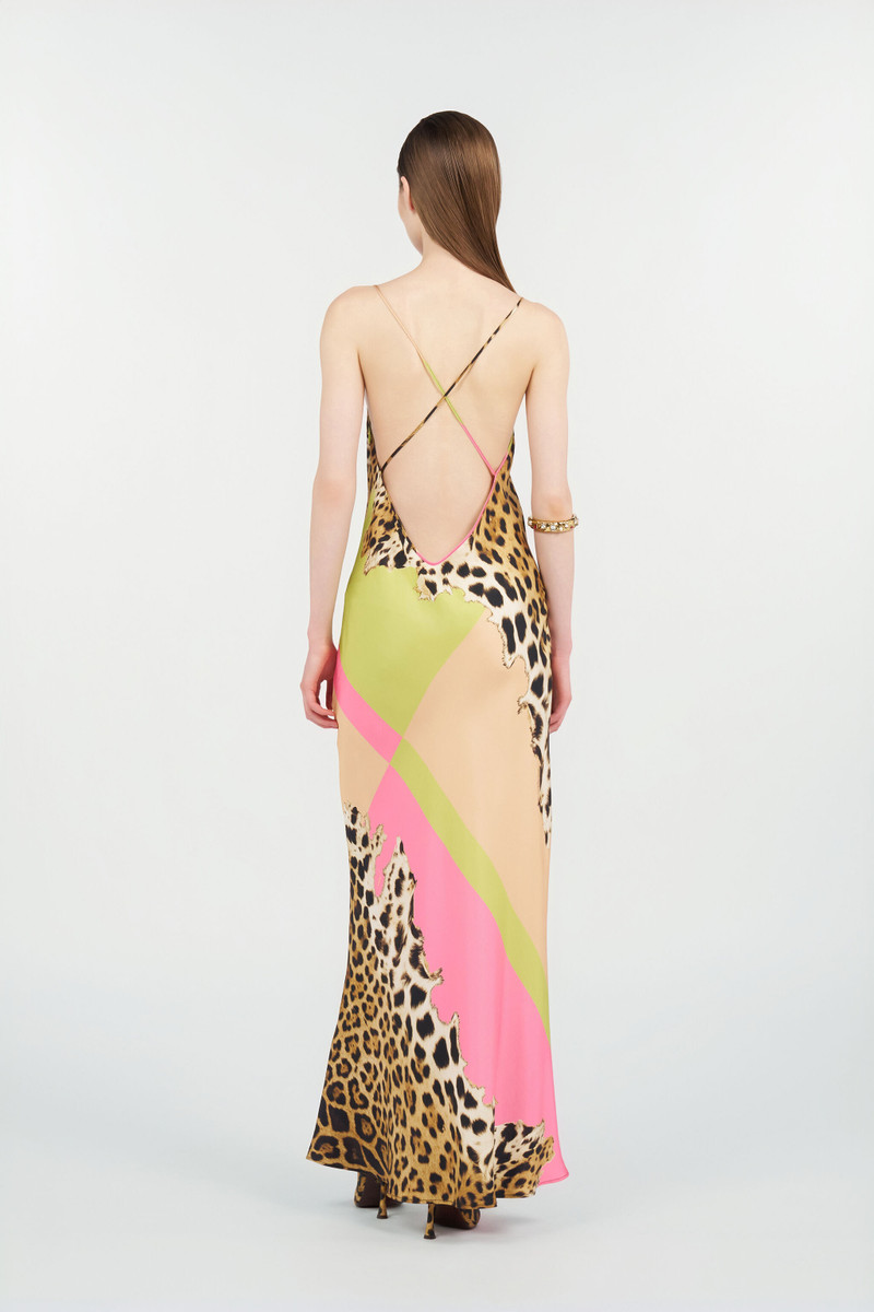 Long Silk Dress with Pop Horse Print 4