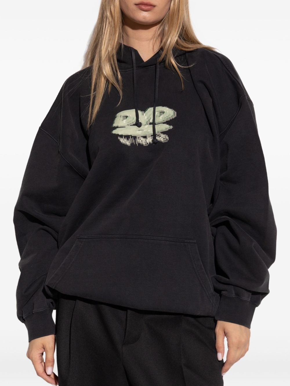 graphic-print cotton hoodie - 3