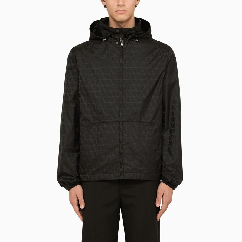Black nylon jacket with Toile Iconographe motif - 1