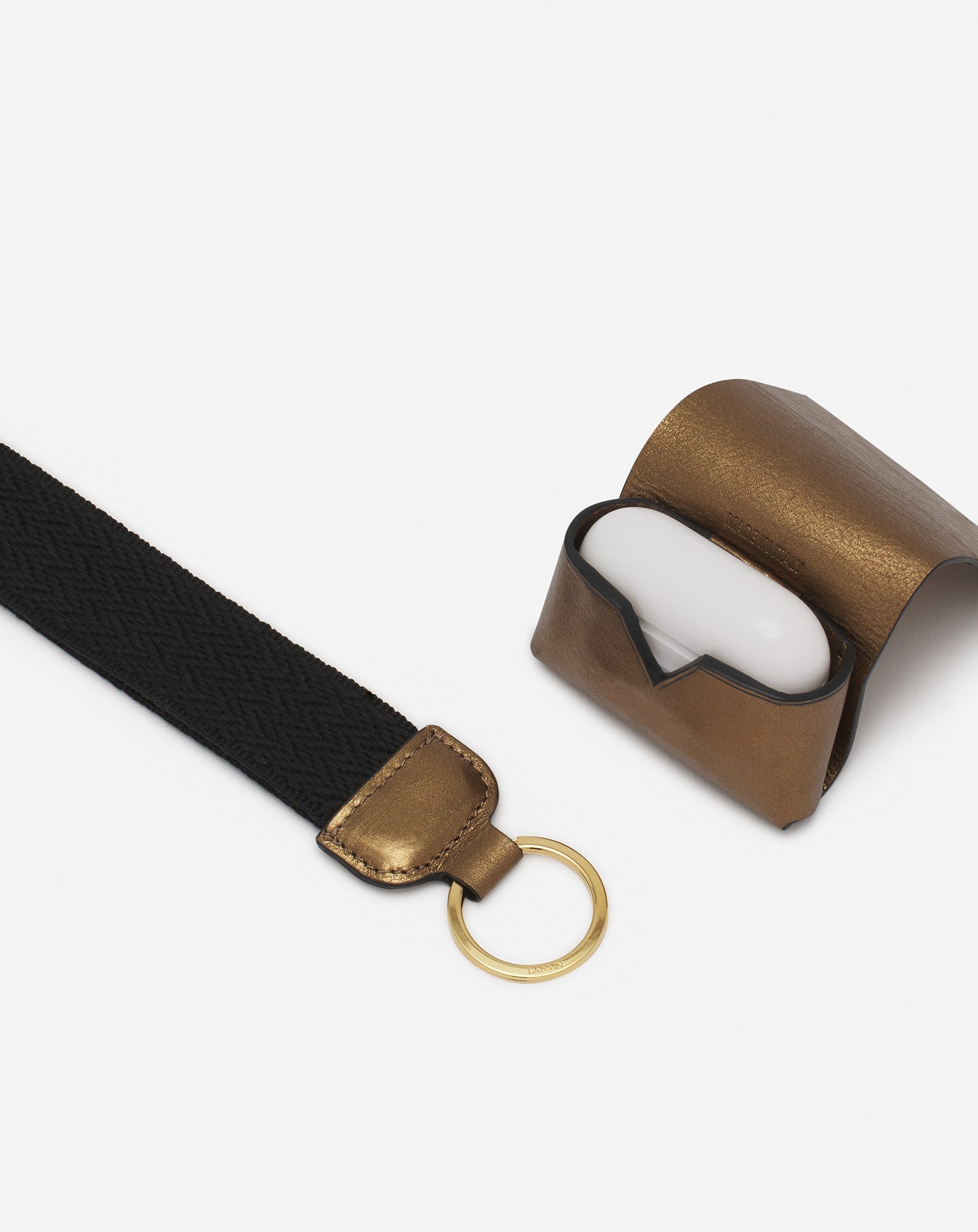 LANVIN SIGNATURE CASE FOR AIRPODS PRO IN METALLIC GRAINED LEATHER - 4