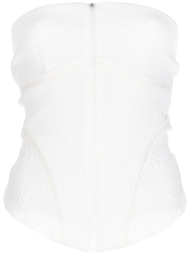 strapless zip-up knitted top - 1