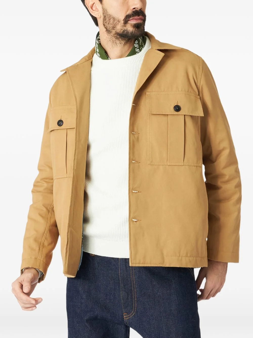 patch pocket cotton overshirt - 1