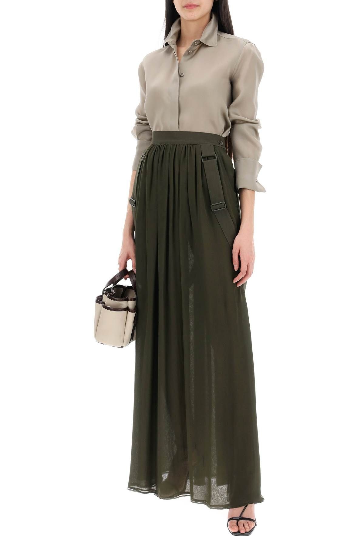 Max Mara JEDY Long skirt in silk chiffon | REVERSIBLE