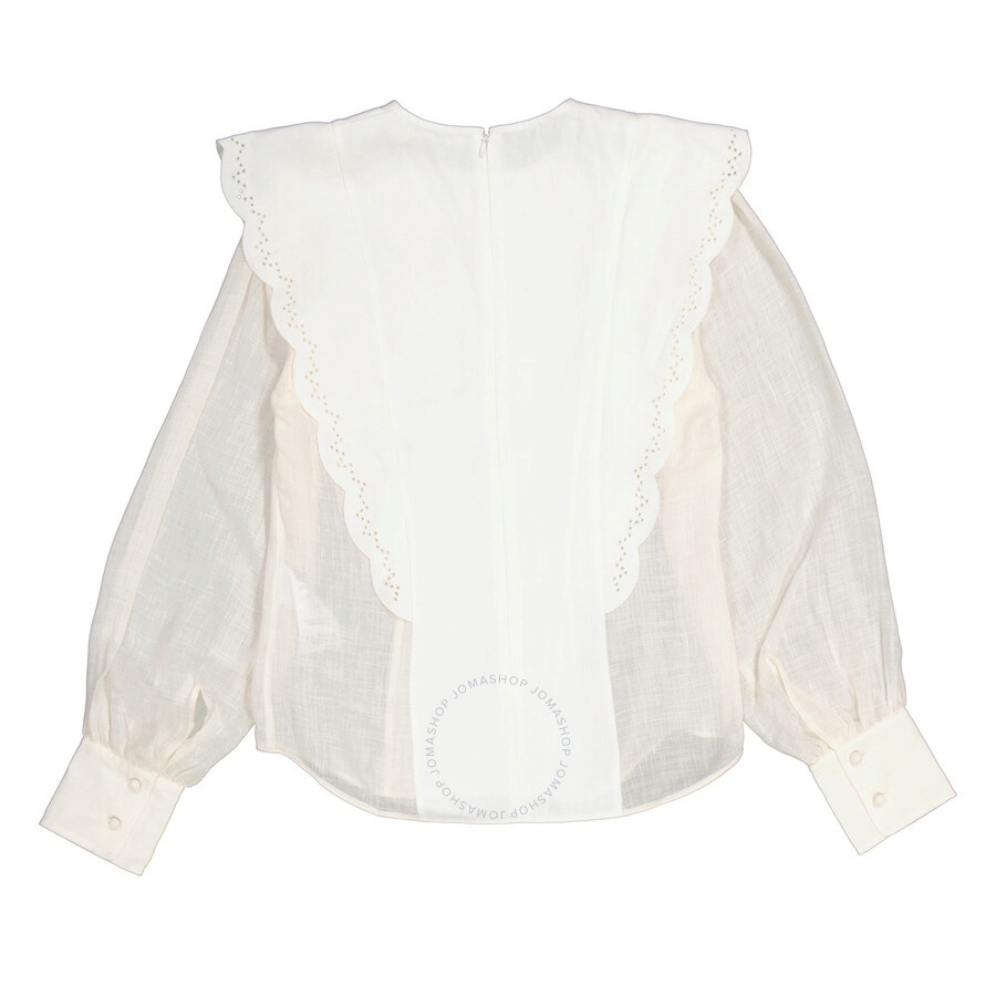 Chloe Ladies Iconic Milk Flouncy Scallop Embroidered Shirt - 5