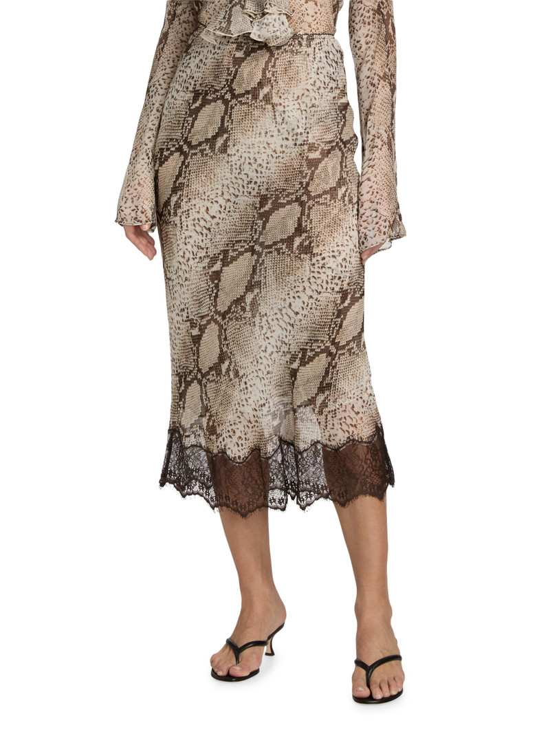 Women's Briva Snakeskin-Print Silk Midi-Skirt - Snake Print Natural 3