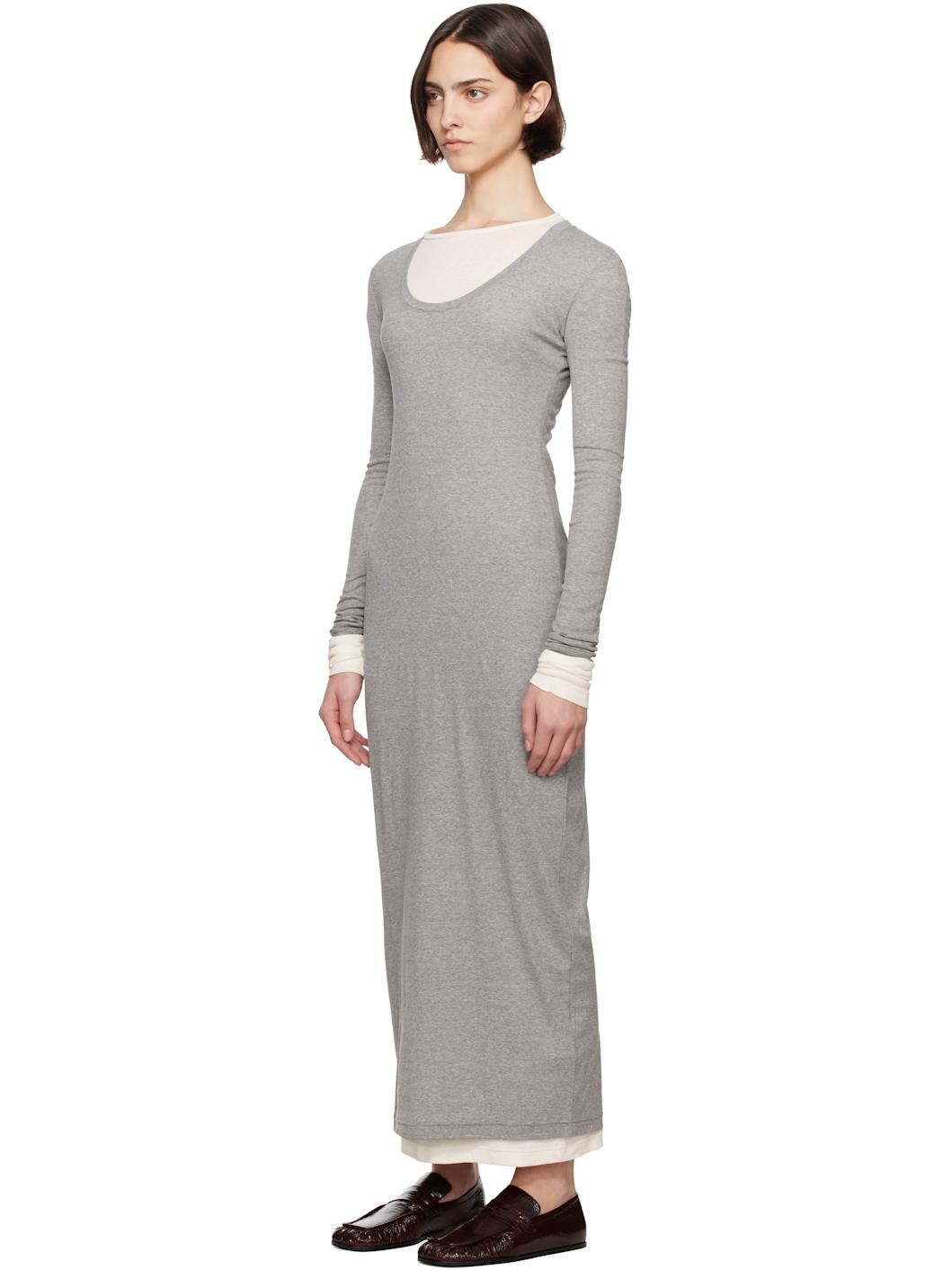 Gray 3 Layers Long Sleeved Maxi Dress - 4