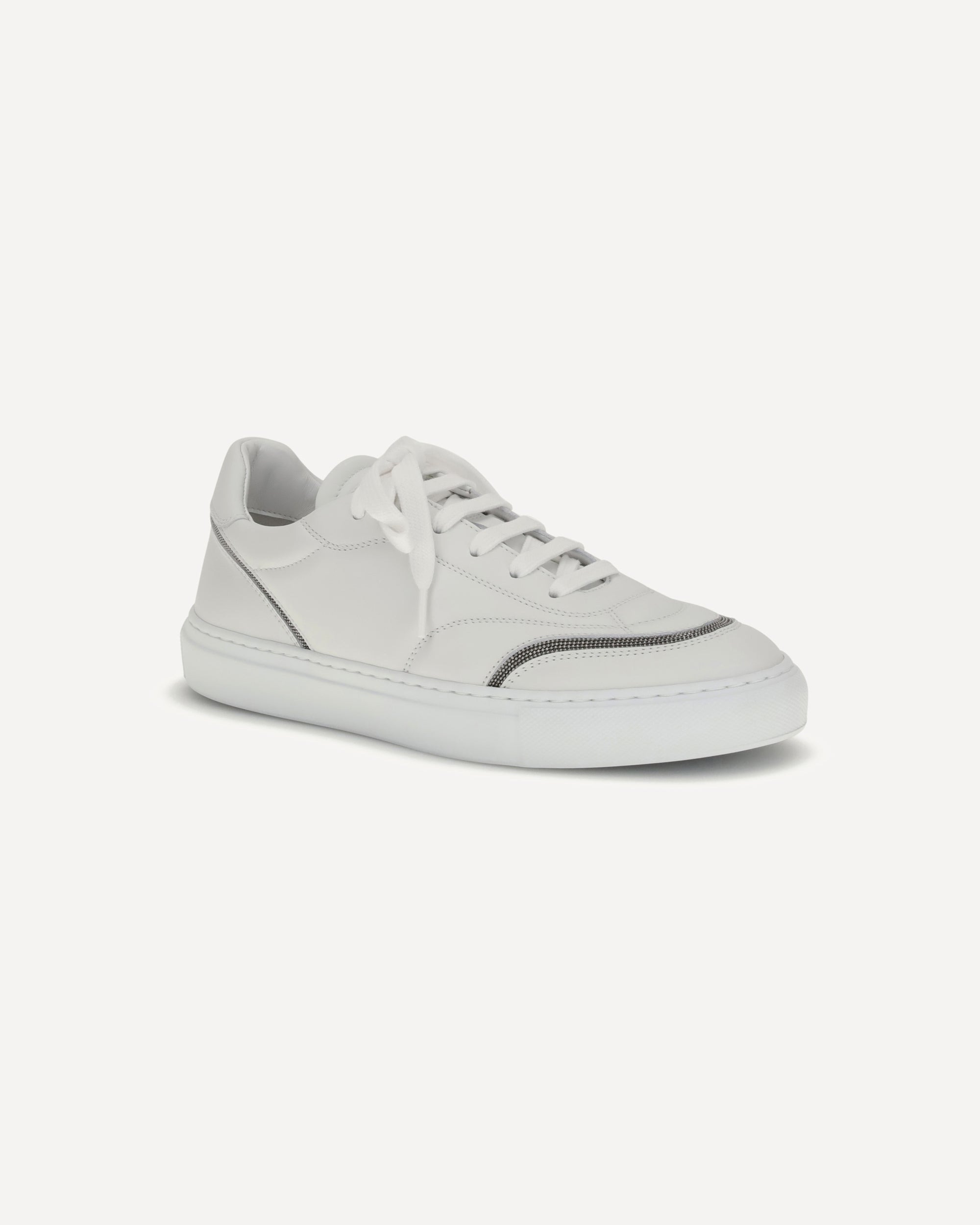Leather Sneakers with Shiny Details - 2