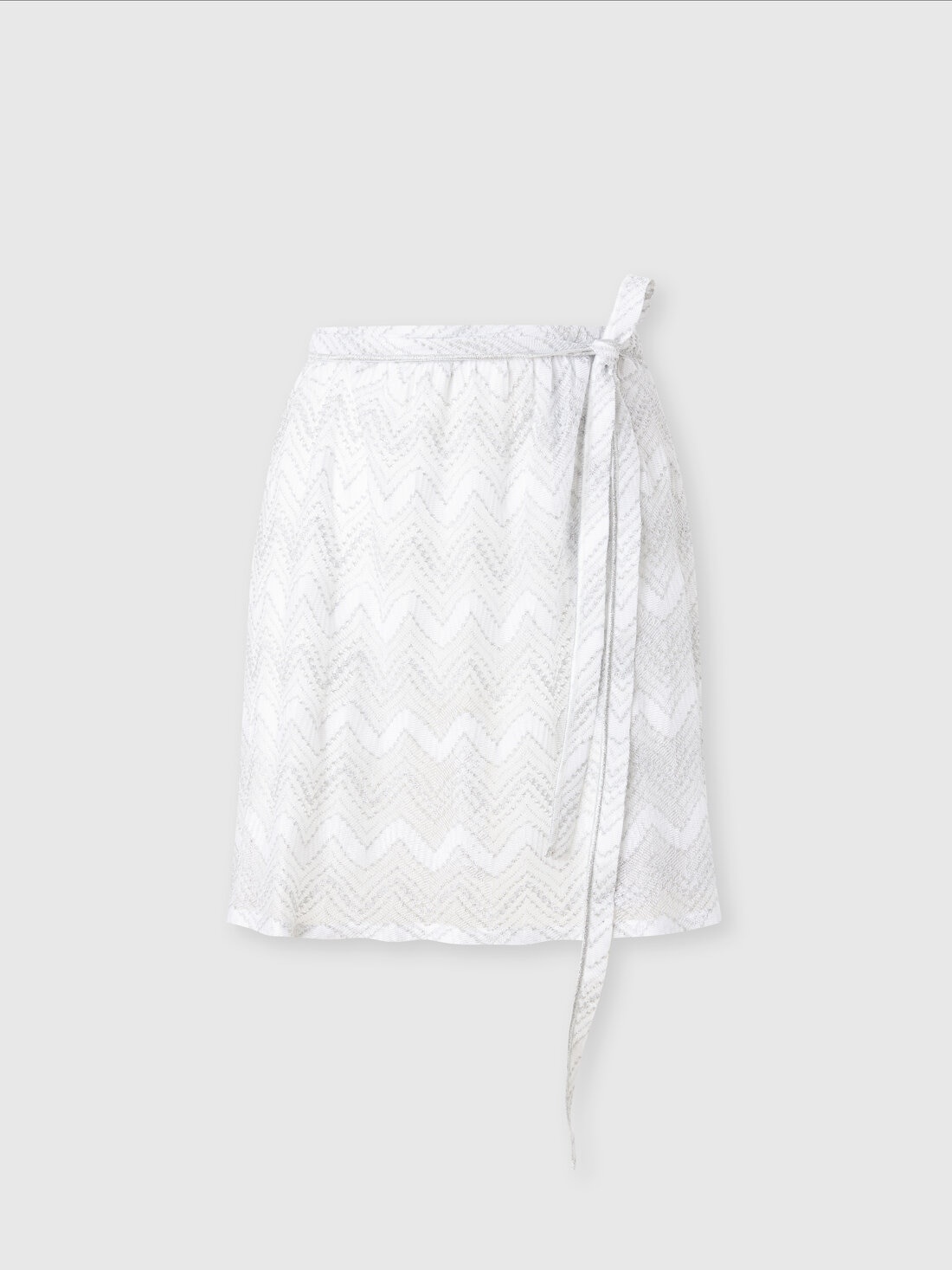 Wrap cover-up miniskirt in zig zag lamé viscose - 1