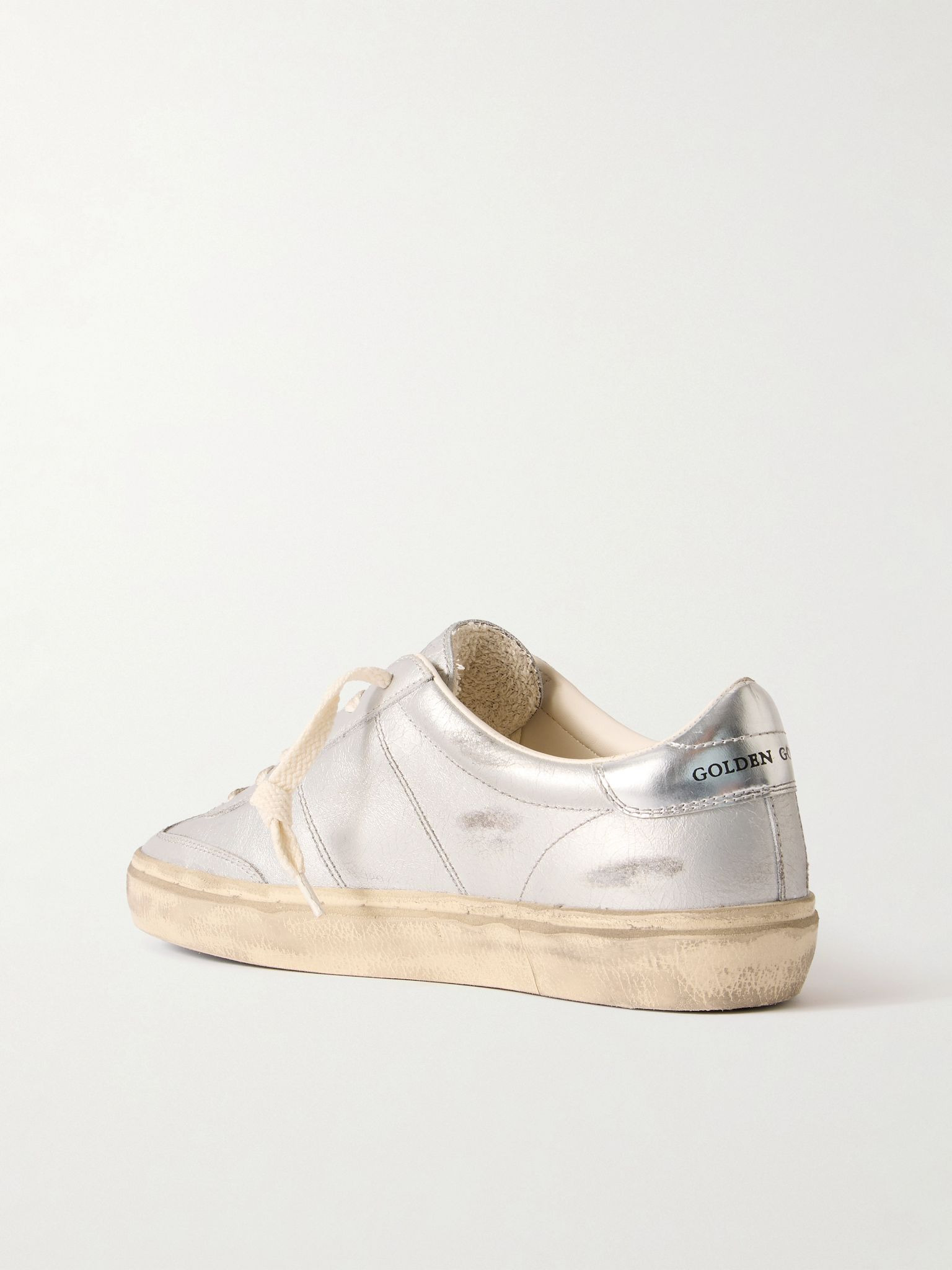 Soul-Star distressed metallic leather sneakers Gray - 3