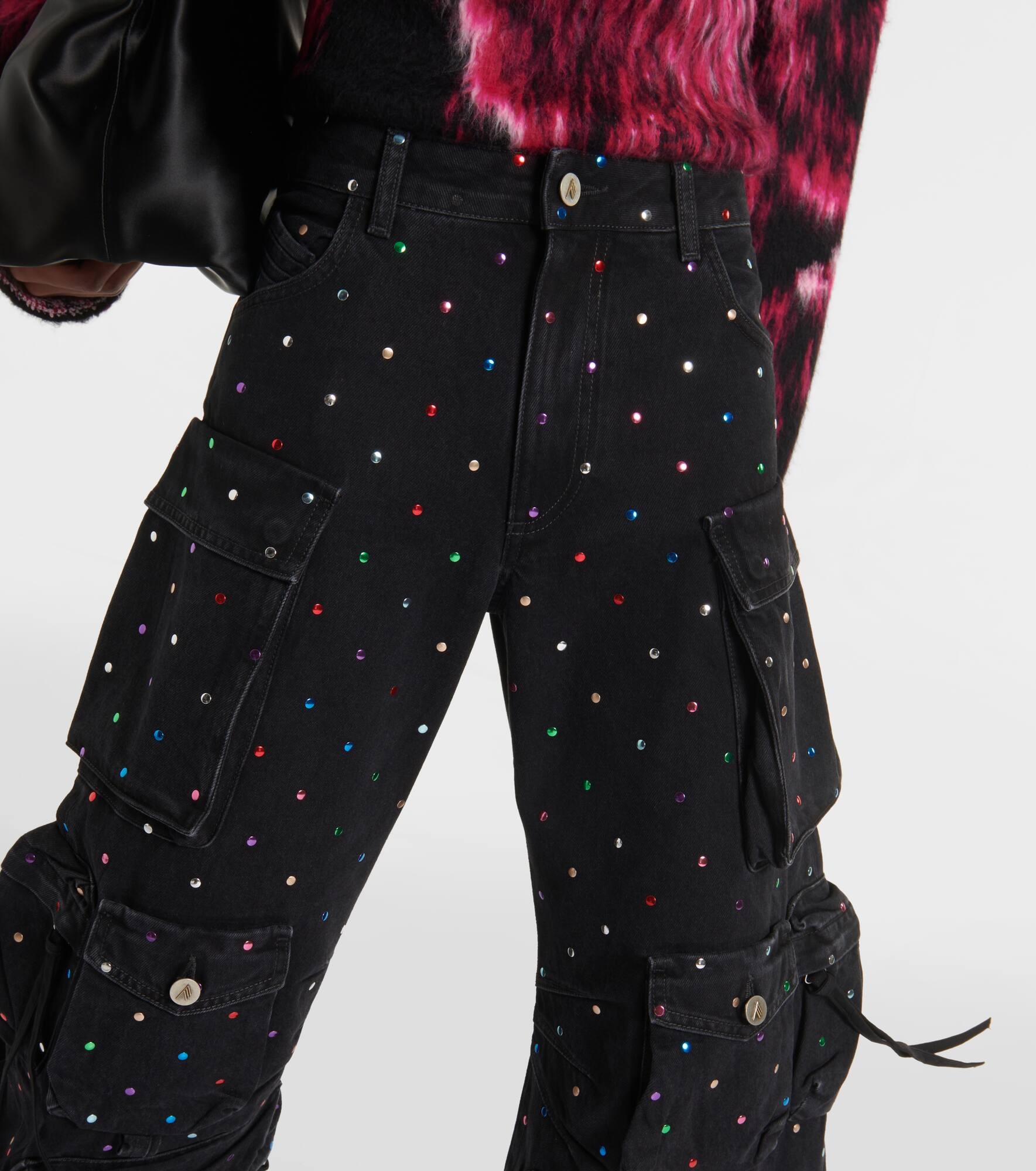 Fern studded mid-rise cargo jeans - 4