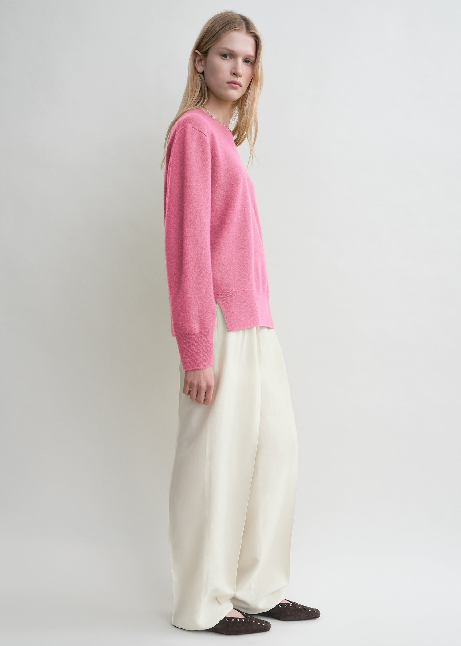 Crew-neck cashmere knit hot pink - 3