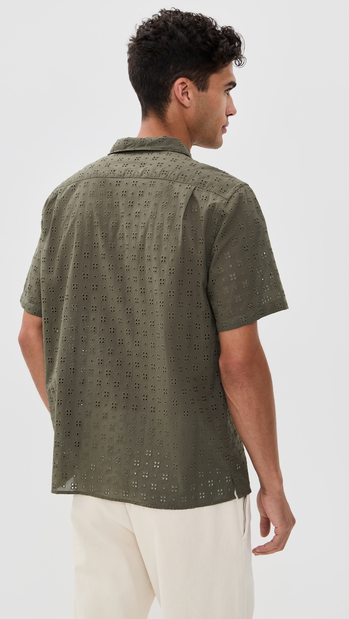 Cotton Eyelet Collar Shirt - 2