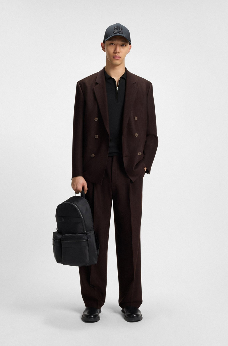 HUGO ZIP-NECK KNIT POLO WITH STACKED-LOGO TRIM outlook