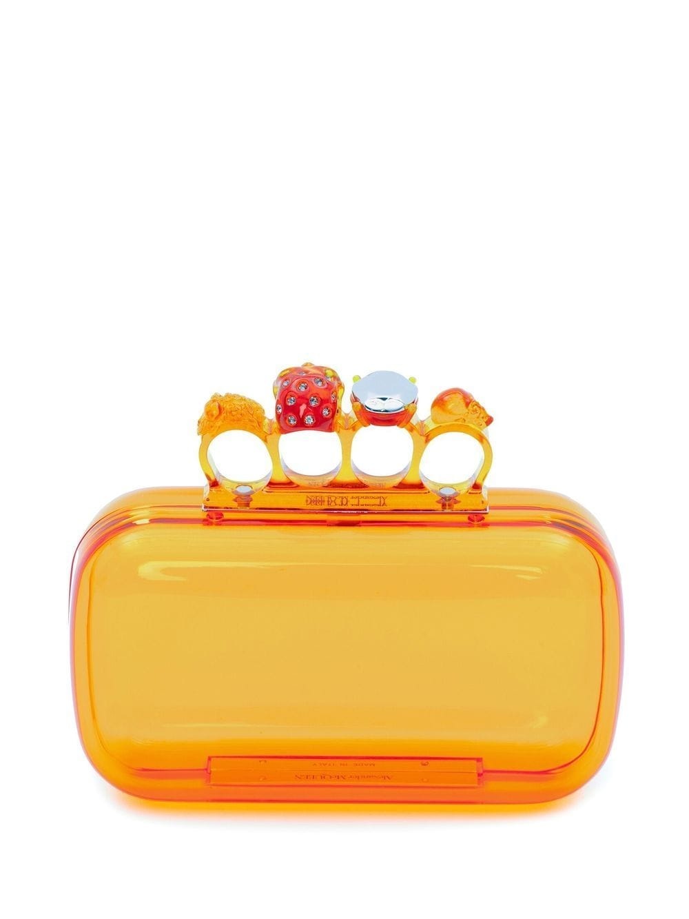 knuckleduster-embellished transparent clutch - 2