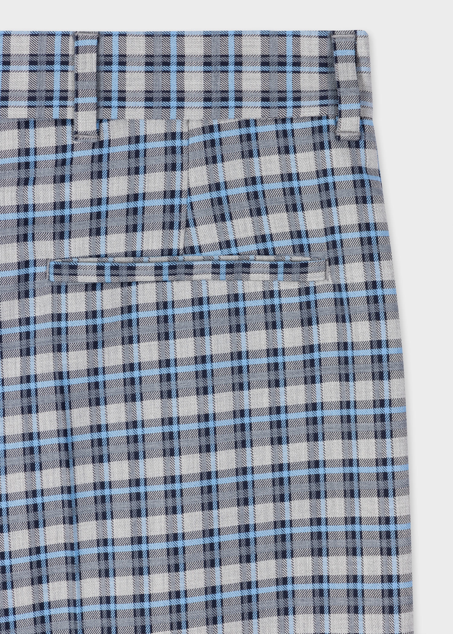 Wool-Blend Blue Check Trousers - 2