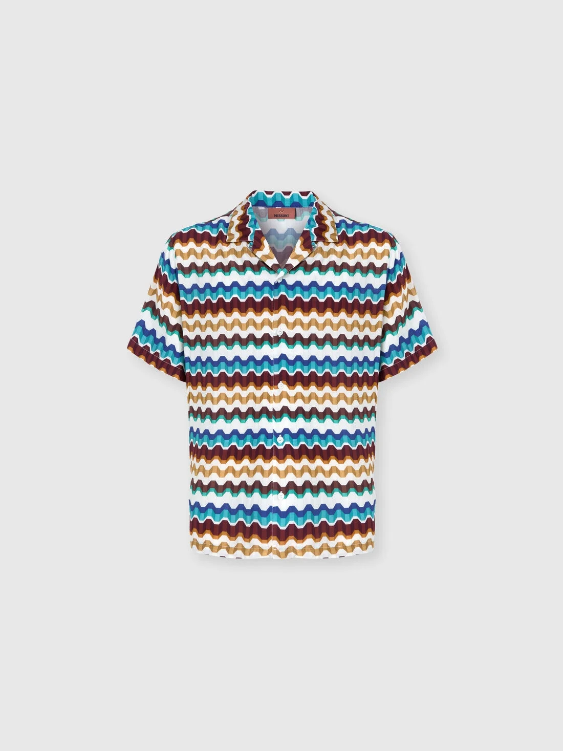 Viscose bowling shirt with Greek key print - 1