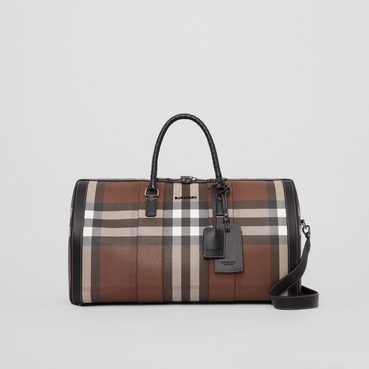 Logo Detail Check and Leather Holdall - 1
