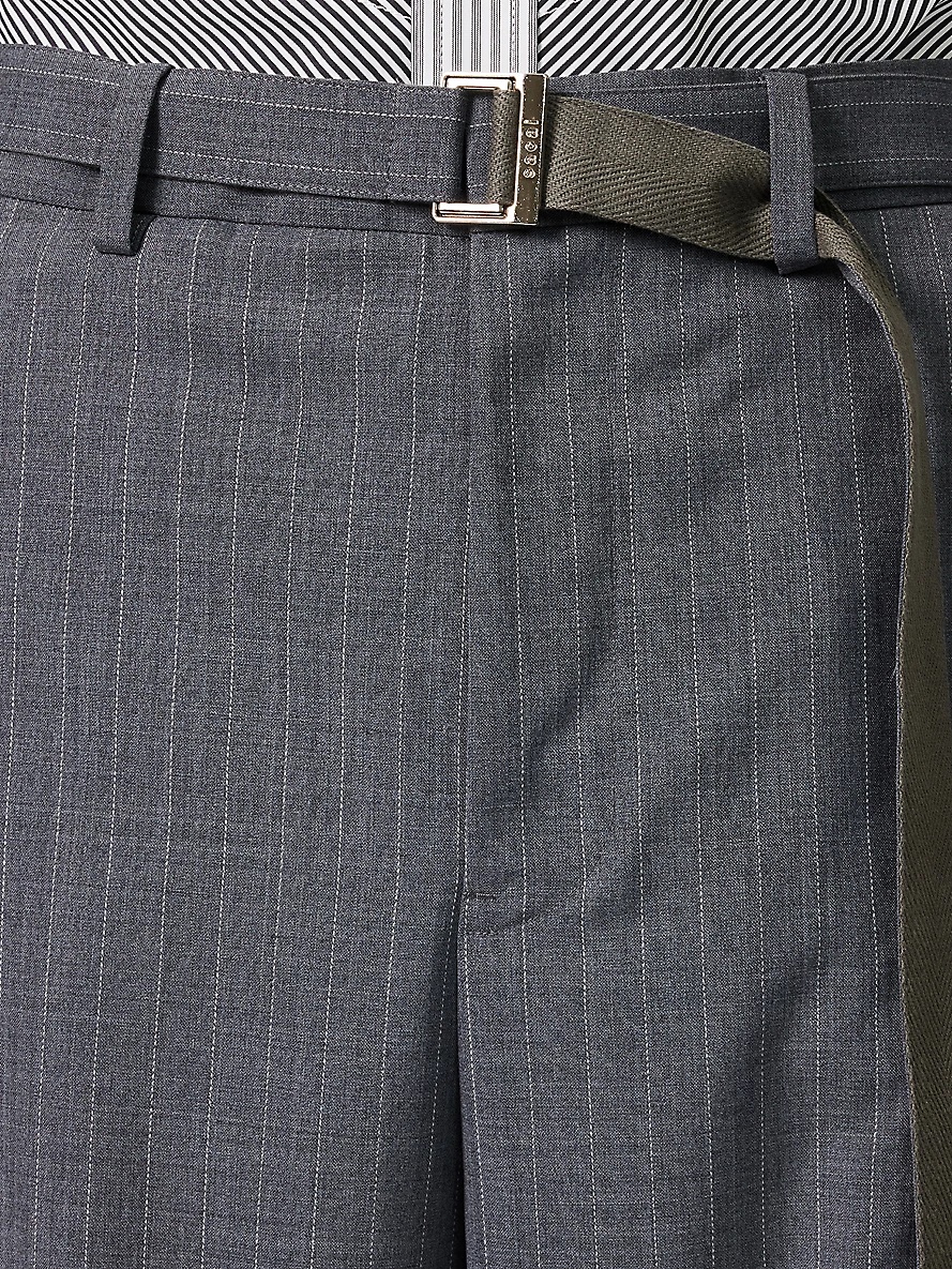 Chalk Stripe buckle-belt relaxed-fit wide-leg woven trousers - 5