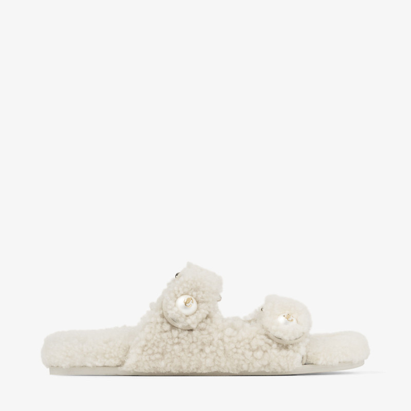Fayence Sandal Natural Curly Shearling Sandals - 1