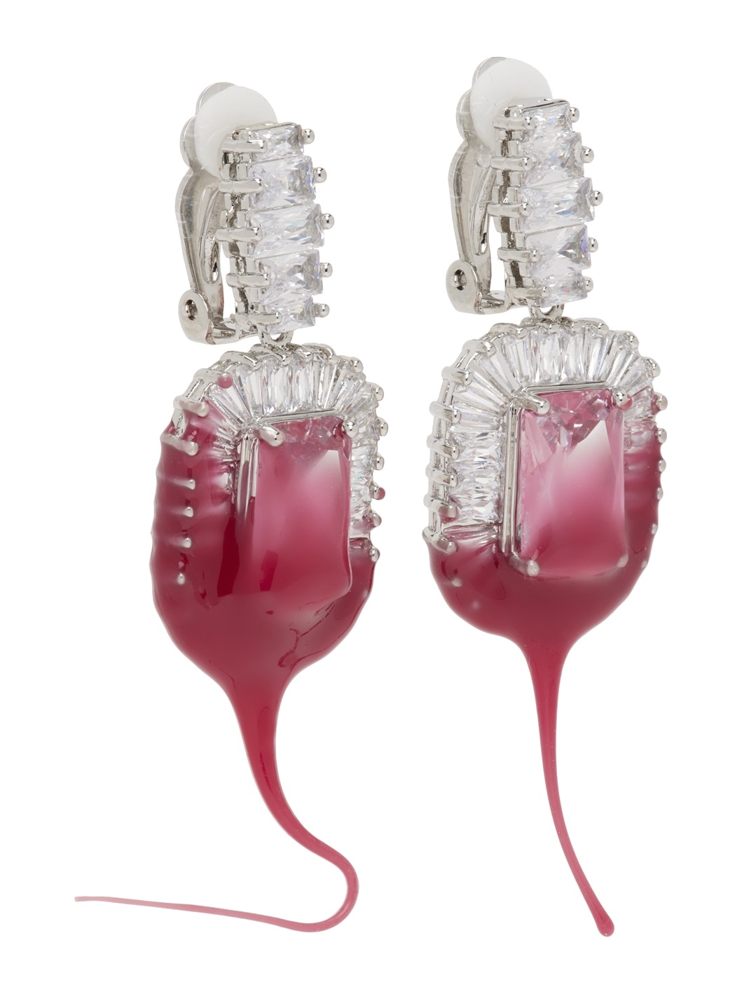 Pink Crystal Dip Earrings - 2