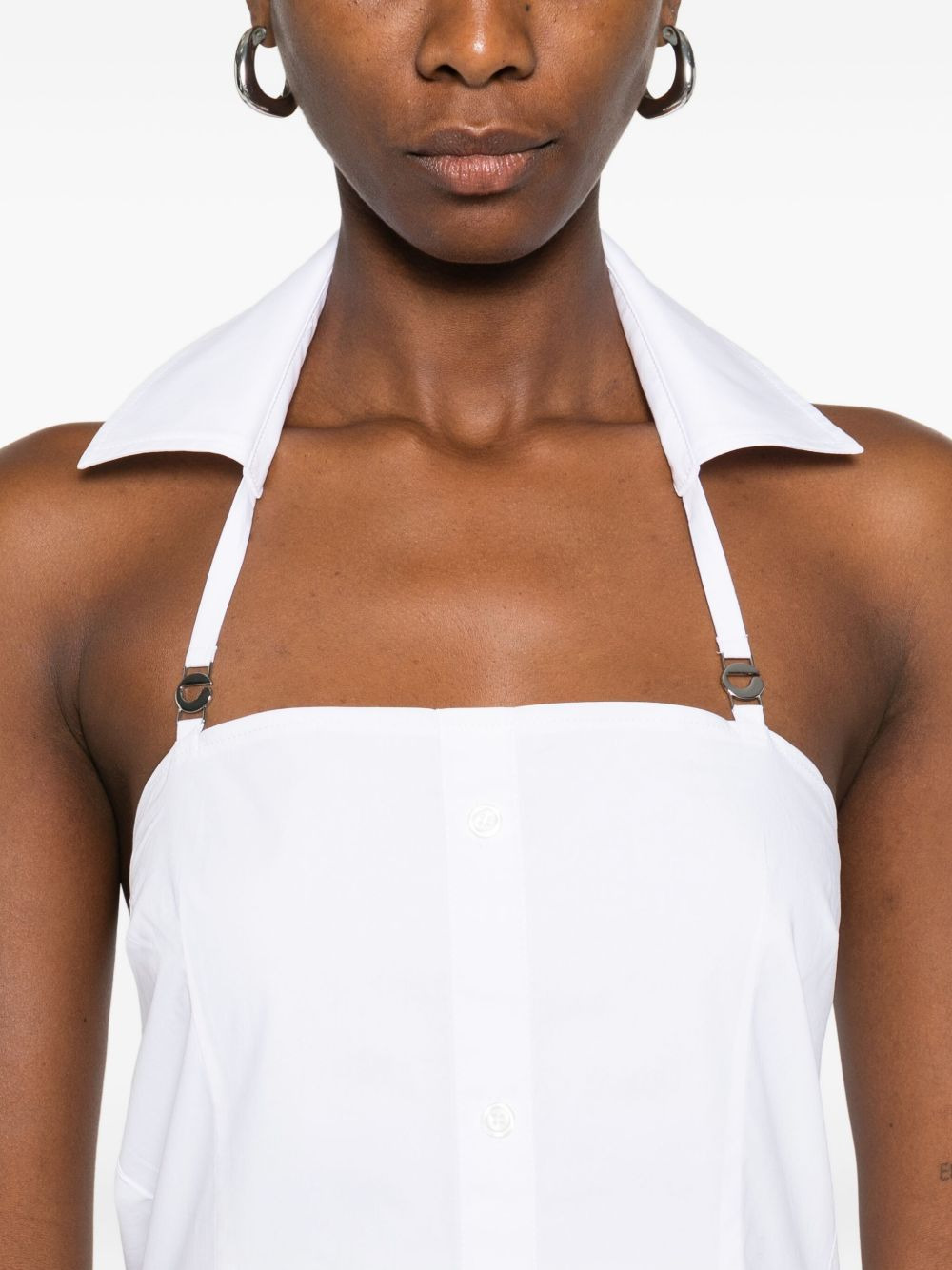 halterneck button-front dress - 5