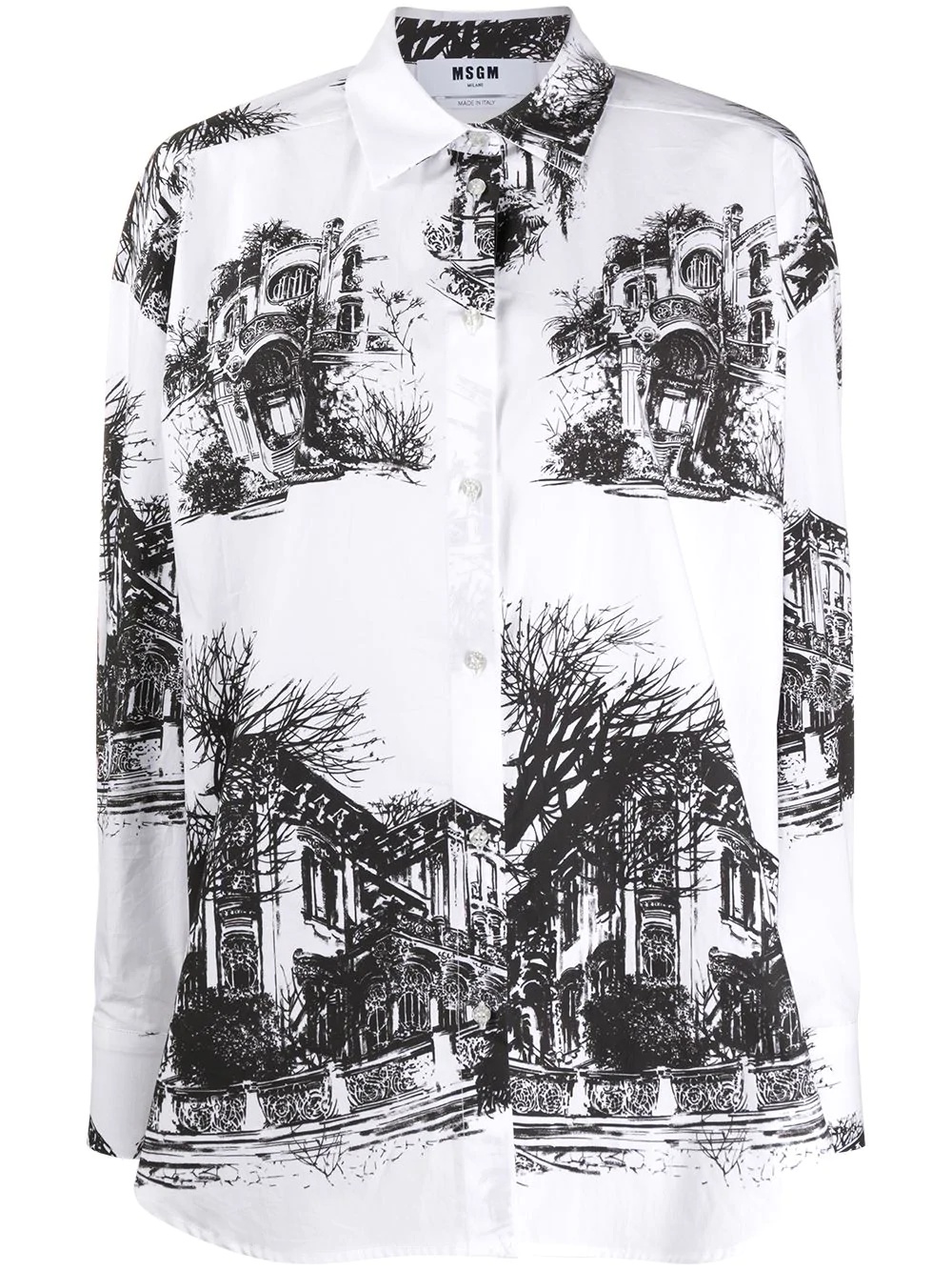 house-print long-sleeve shirt - 1