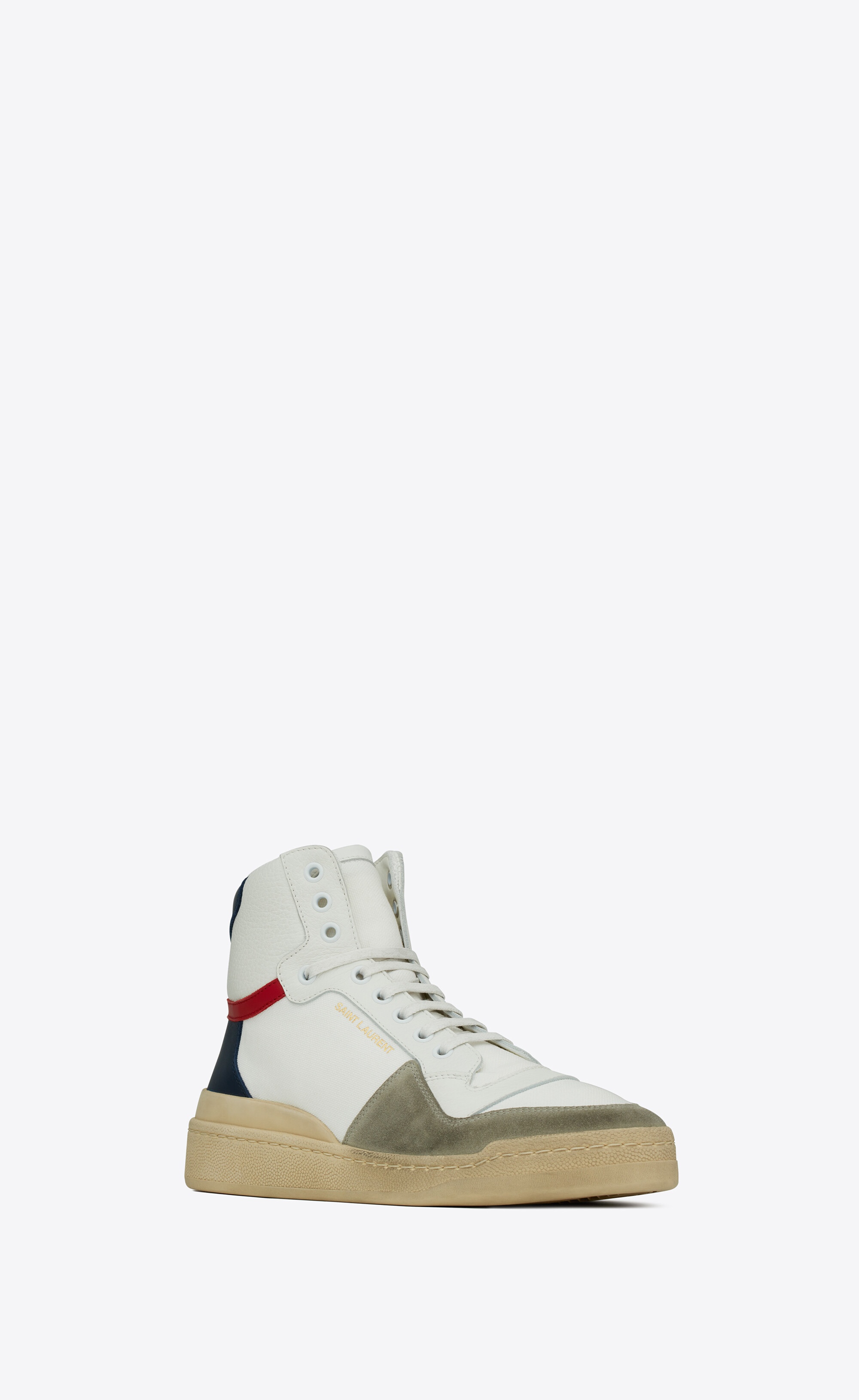 sl24 mid-top sneakers in canvas, leather and suede - 4