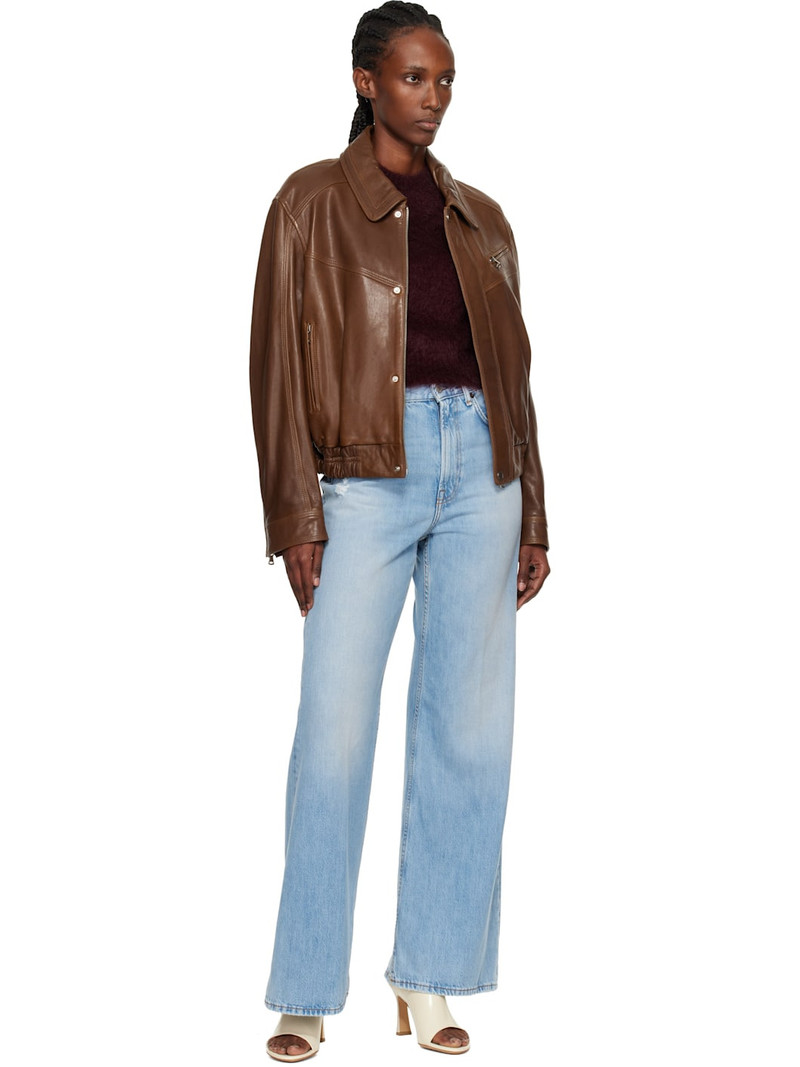 NOUR HAMMOUR Brown Clint Cropped Bomber Jacket outlook