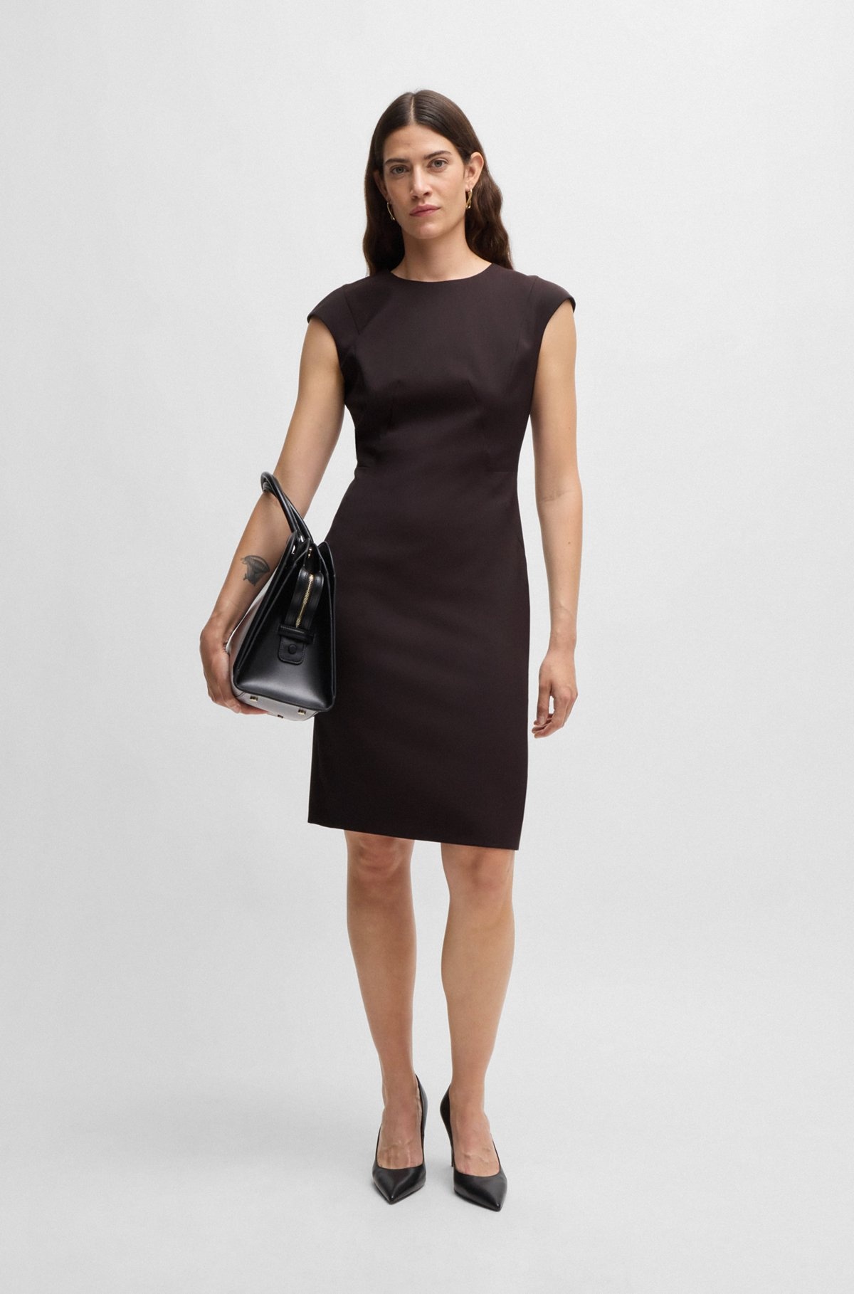 SLIM-FIT DRESS IN VIRGIN WOOL WITH CAP SLEEVES - 2