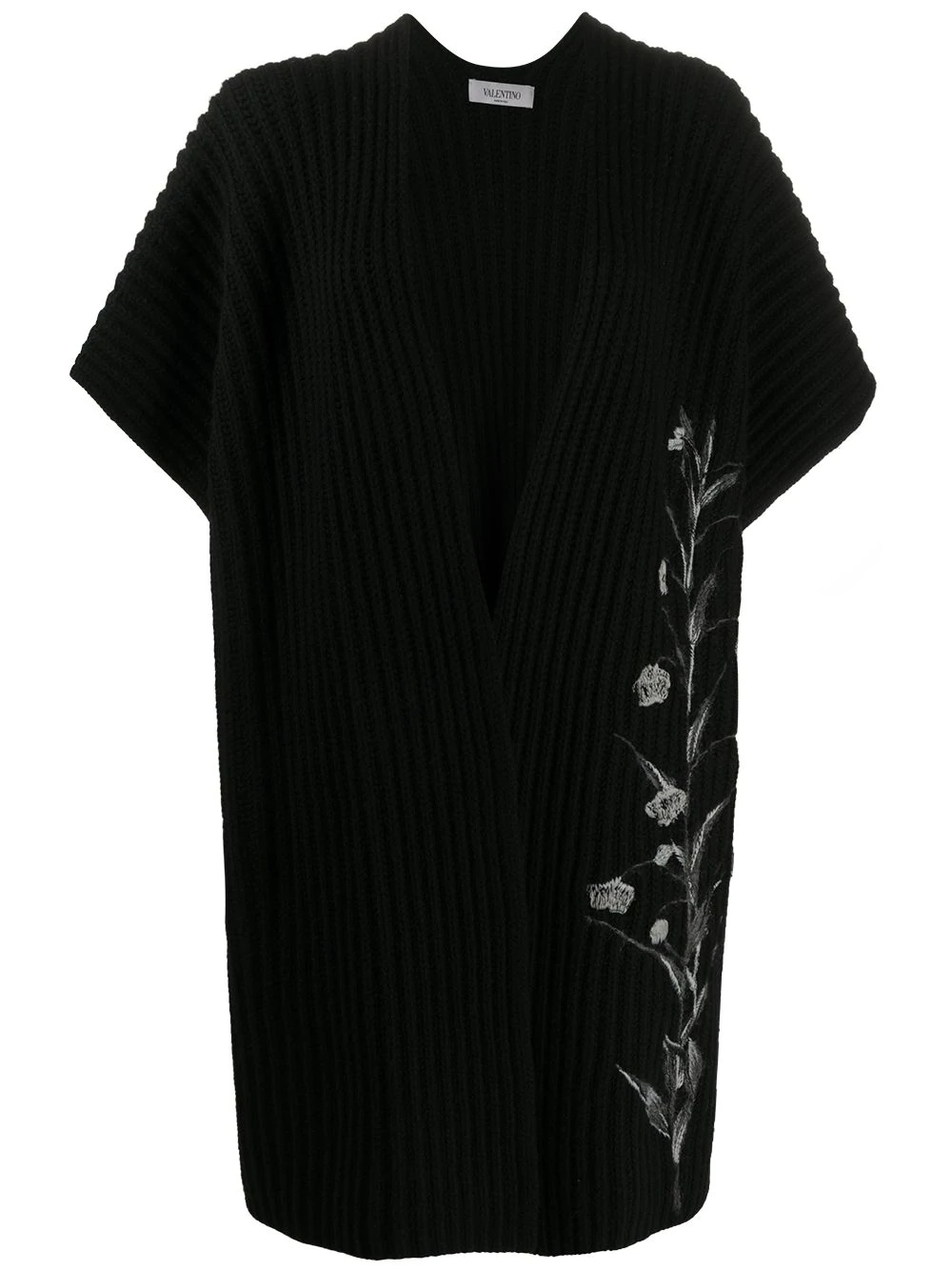 embroidered longline cardigan - 1