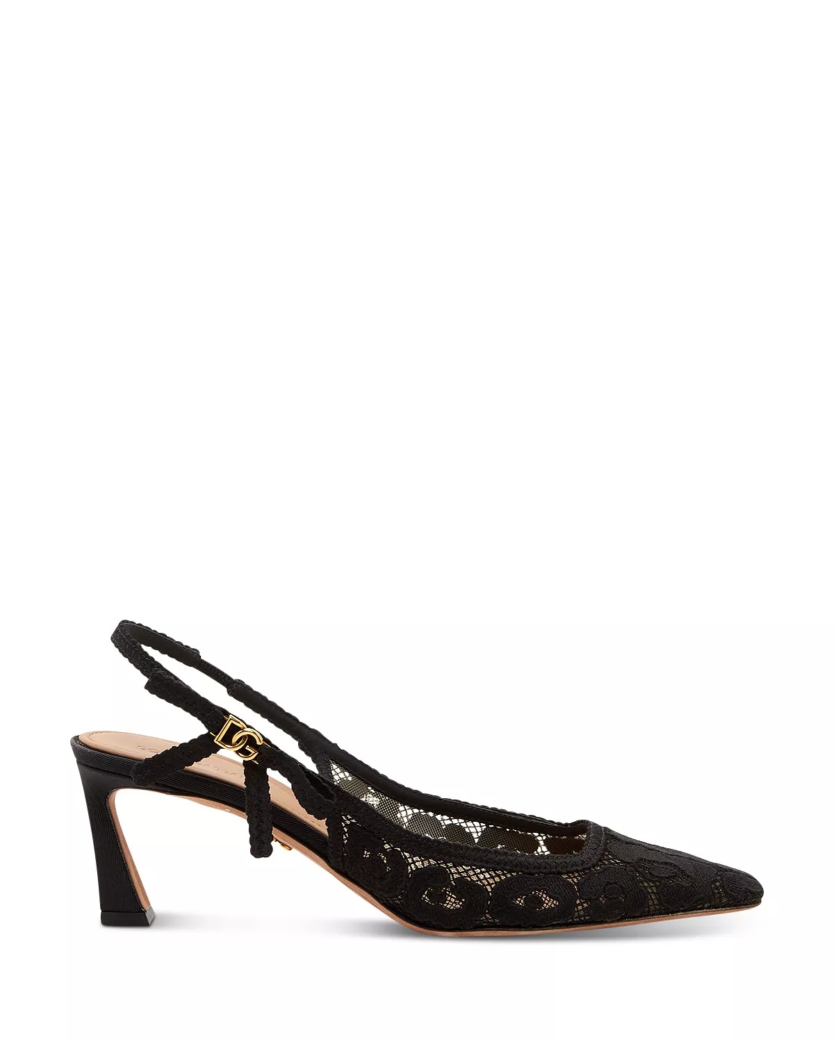 Women's Pointed Toe Lace Style High Heel Slingback Pumps - 3