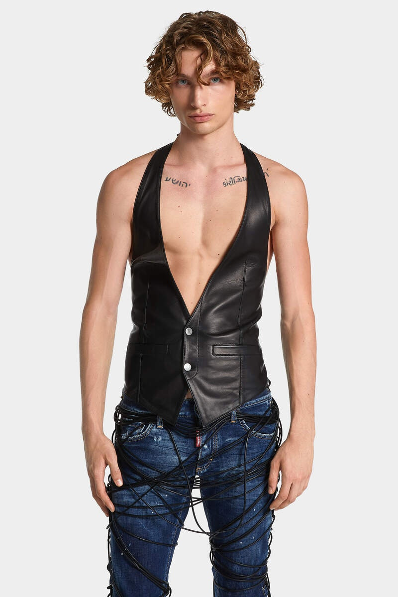 BELTED LEATHER WAISTCOAT 3