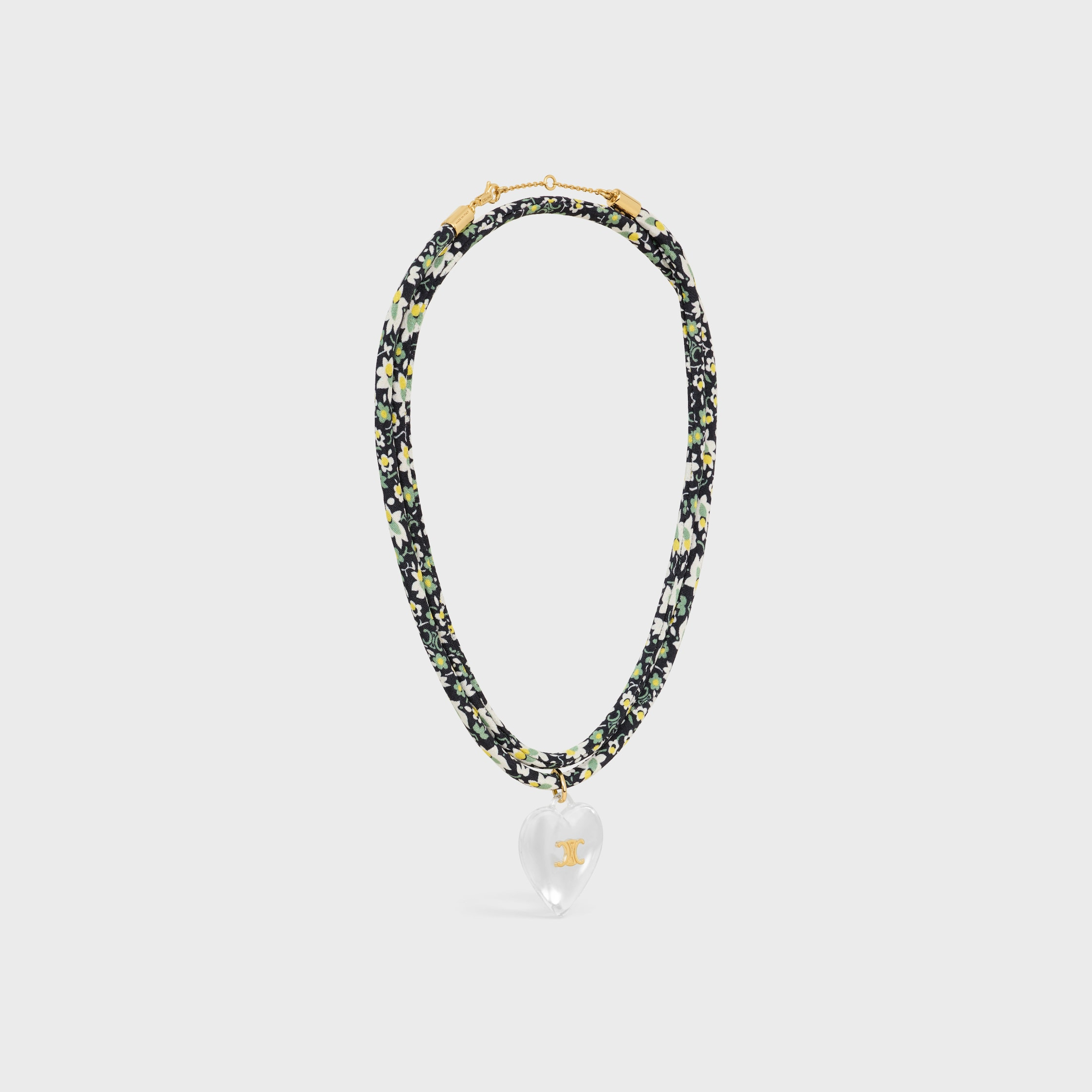 Celine Cœur Triomphe Necklace in Silk, Resin and Brass with Gold Finish - 3