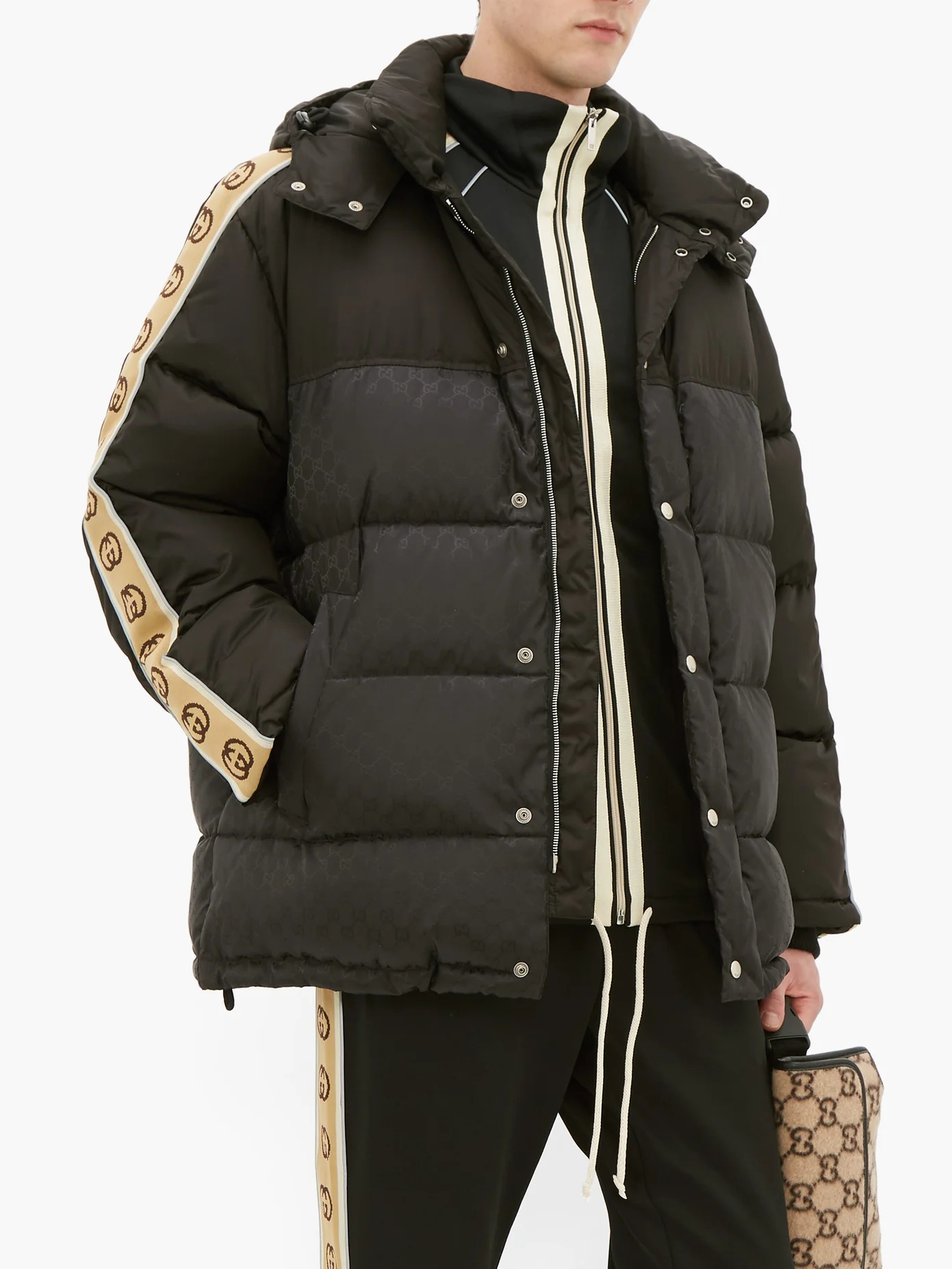 Logo stripe quilted down jacket - 6