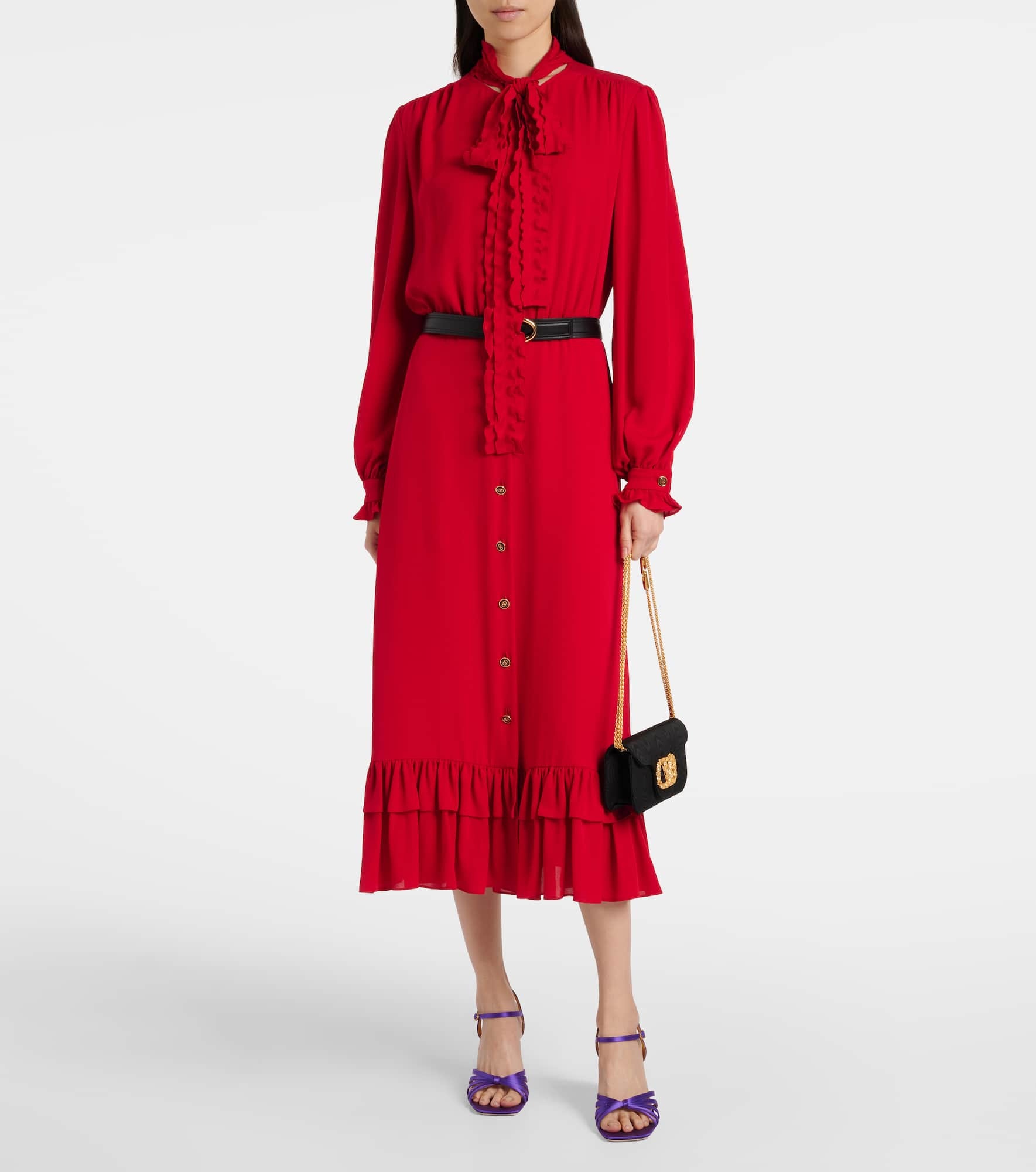 Ruffled silk georgette midi dress - 2