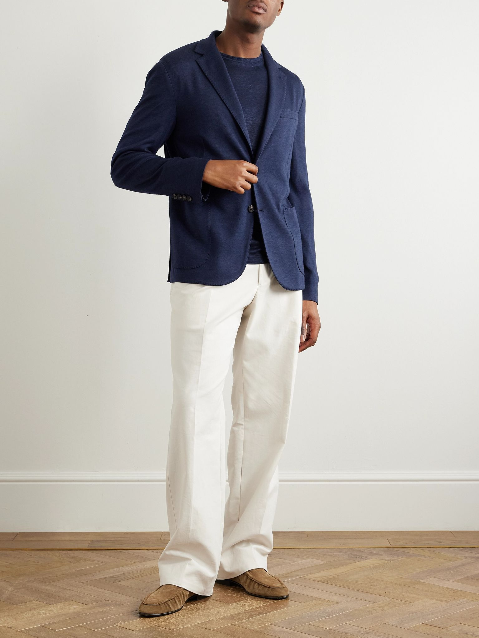 Cashmere and Silk-Blend Blazer Blue - 2